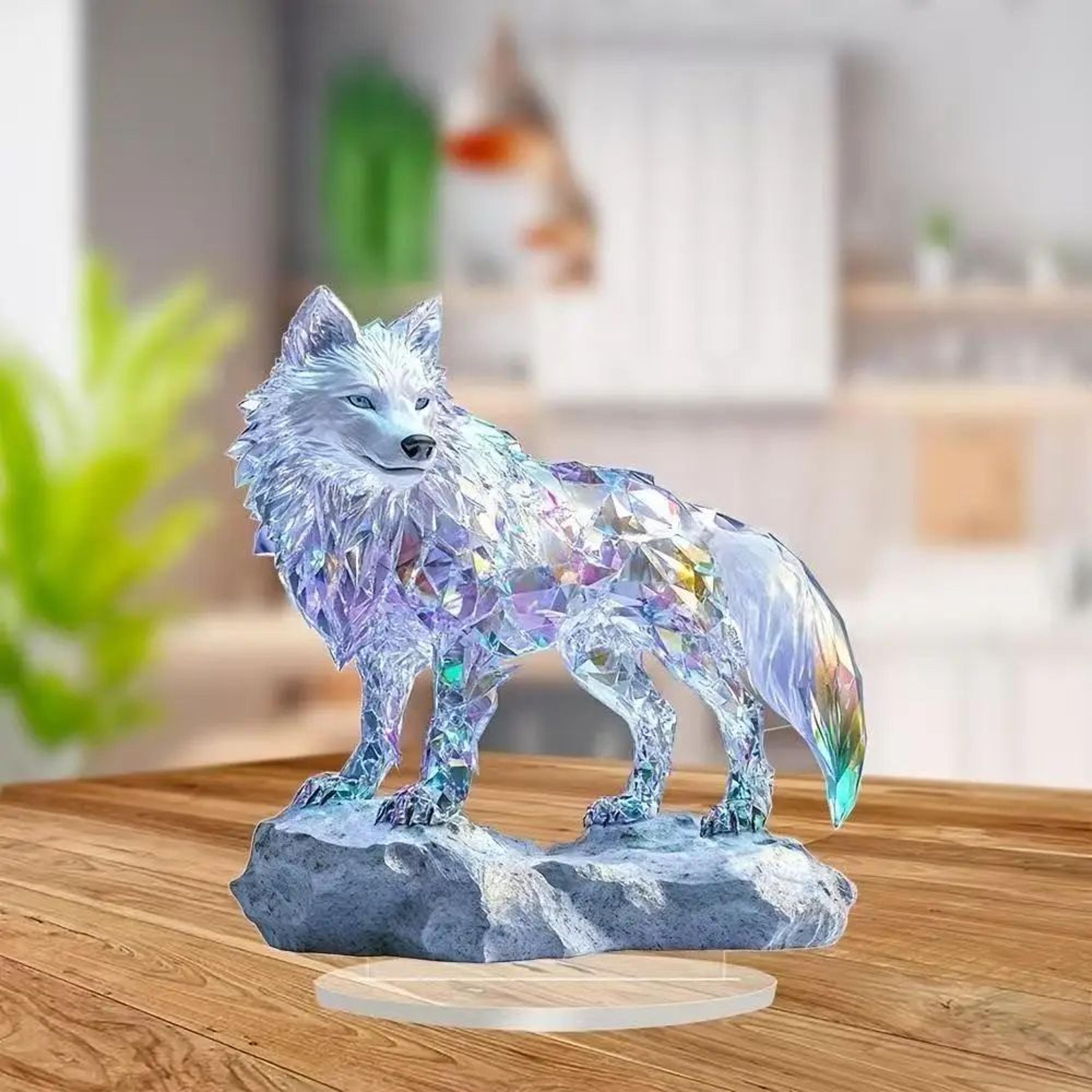White Crystal Dragon Acrylic Figurine For Desk Decor And Fantasy Room Display 4