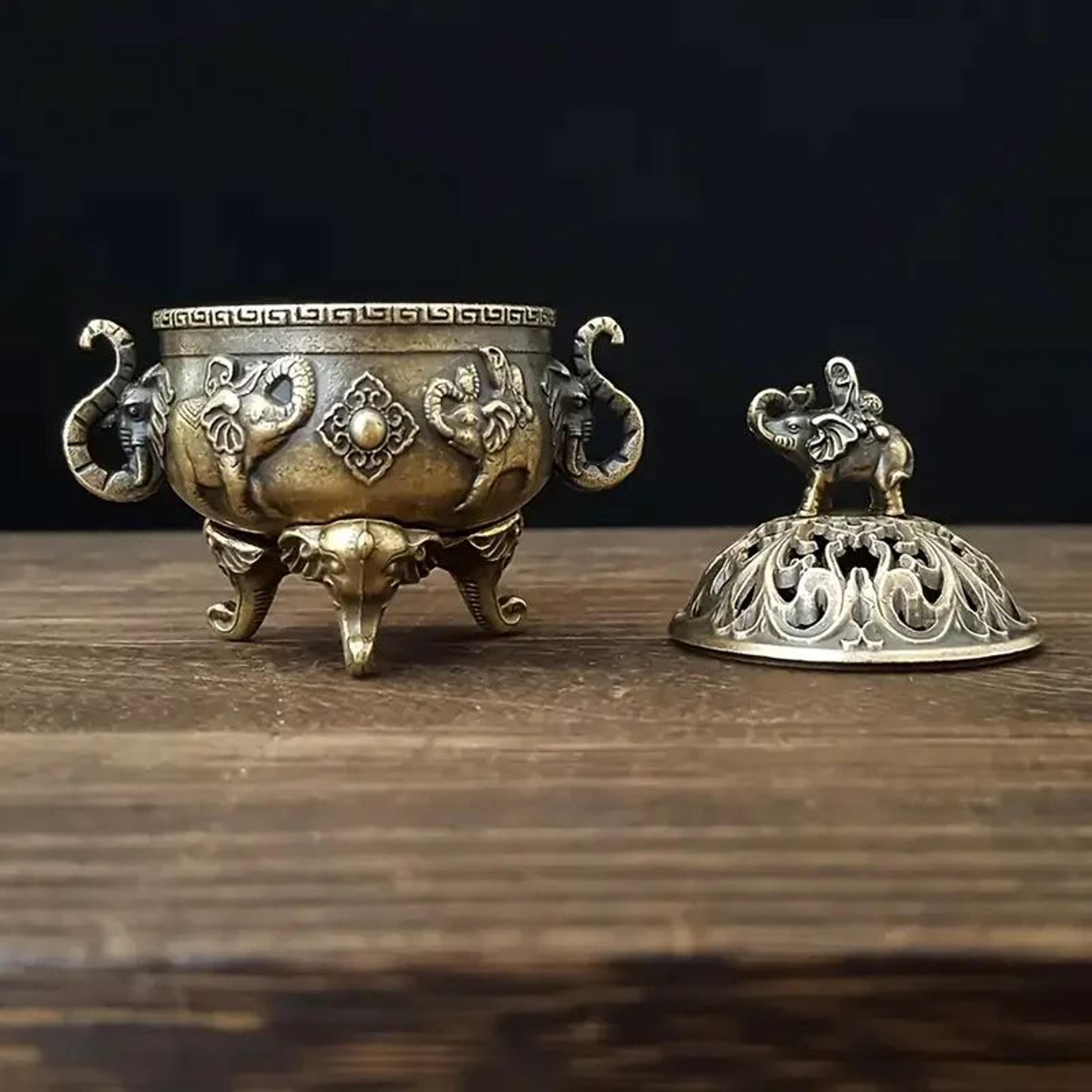 Elephant TripleLeg Metal Incense Burner  Elegant Aromatherapy Decor For Meditation  Home Serenity 1