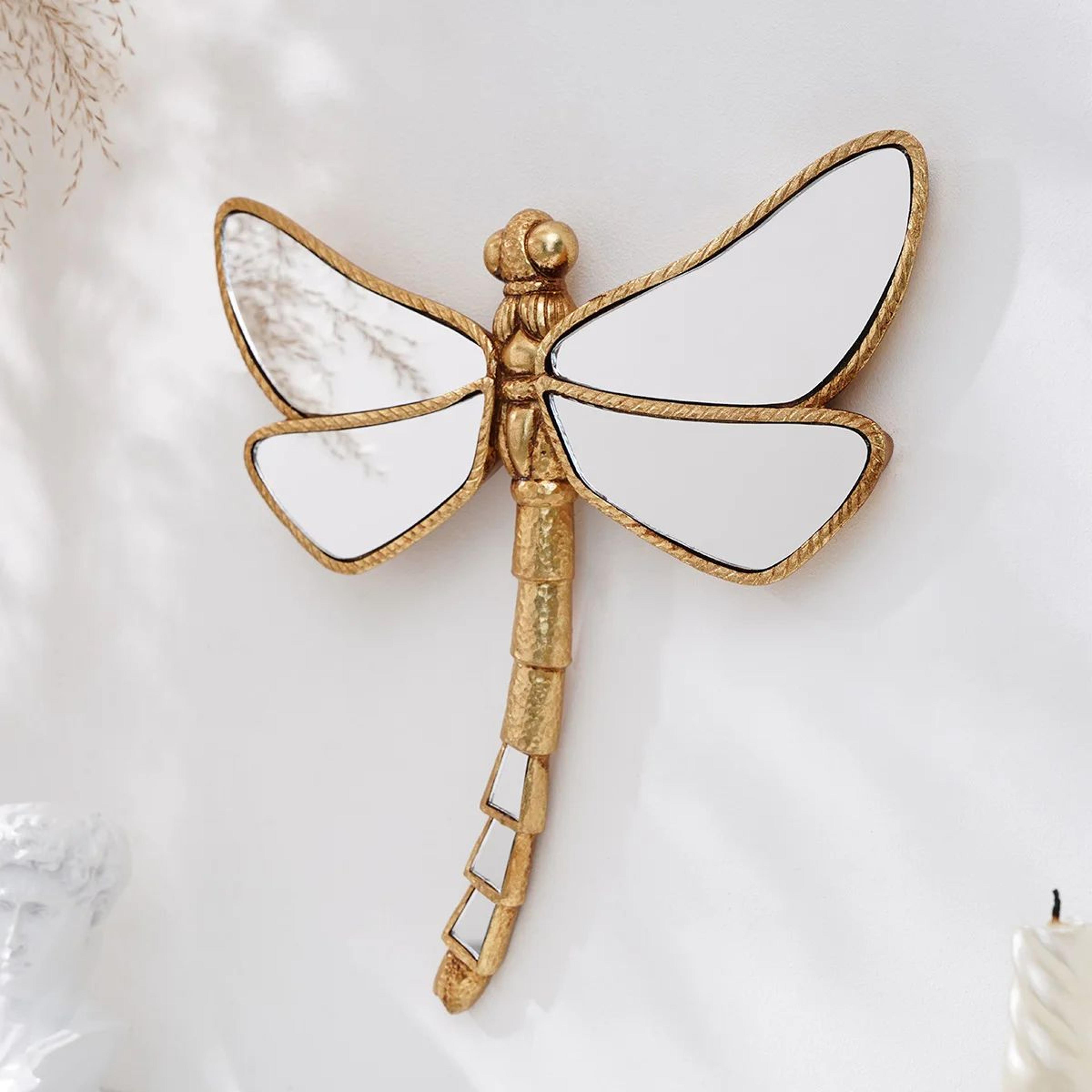 Golden Dragonfly Mirror Wall Decor Resin Wall Art Hanging 3