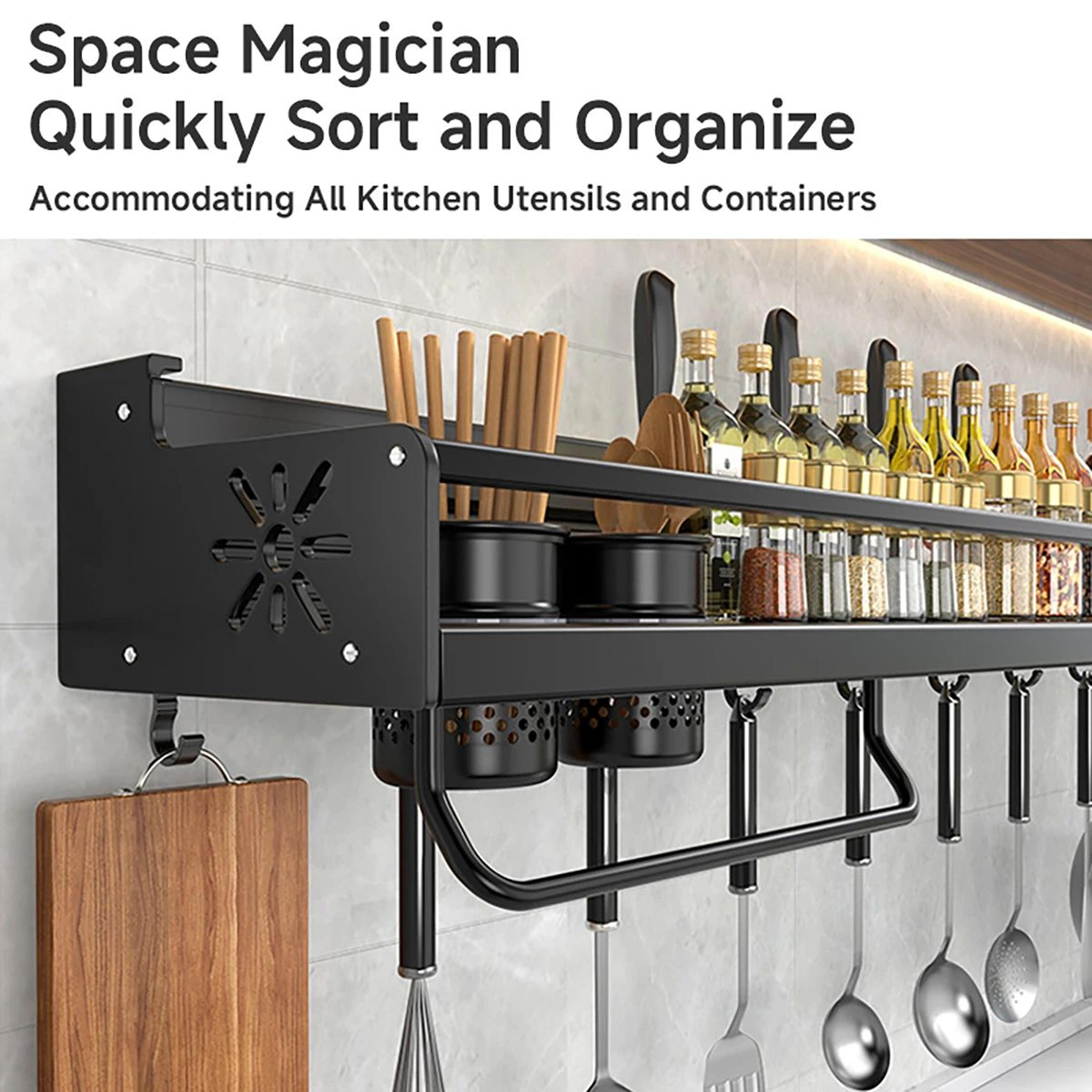 NoDrill Wall Mounted Kitchen Shelf With Drainage For Utensils And Spices 1