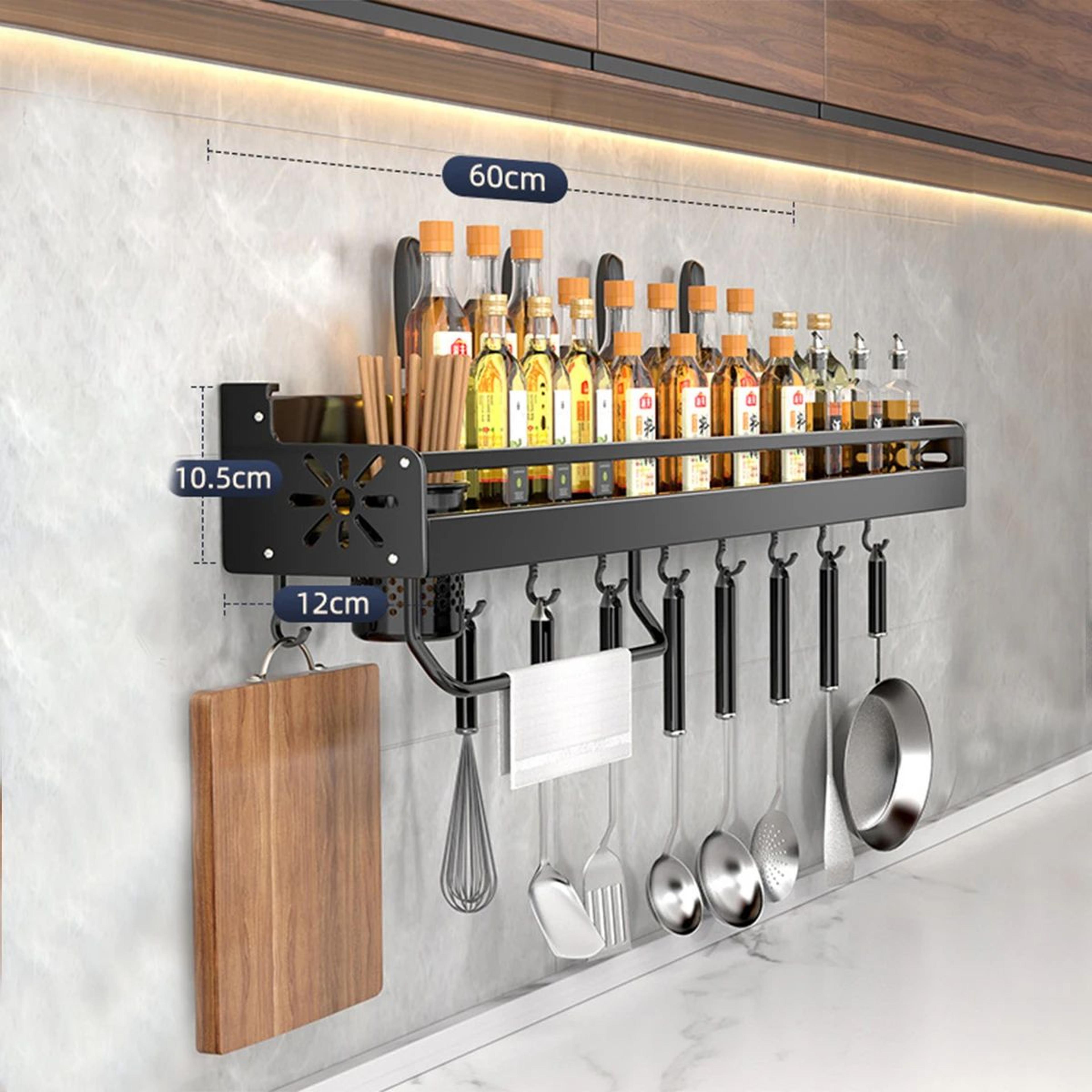 NoDrill Wall Mounted Kitchen Shelf With Drainage For Utensils And Spices 12