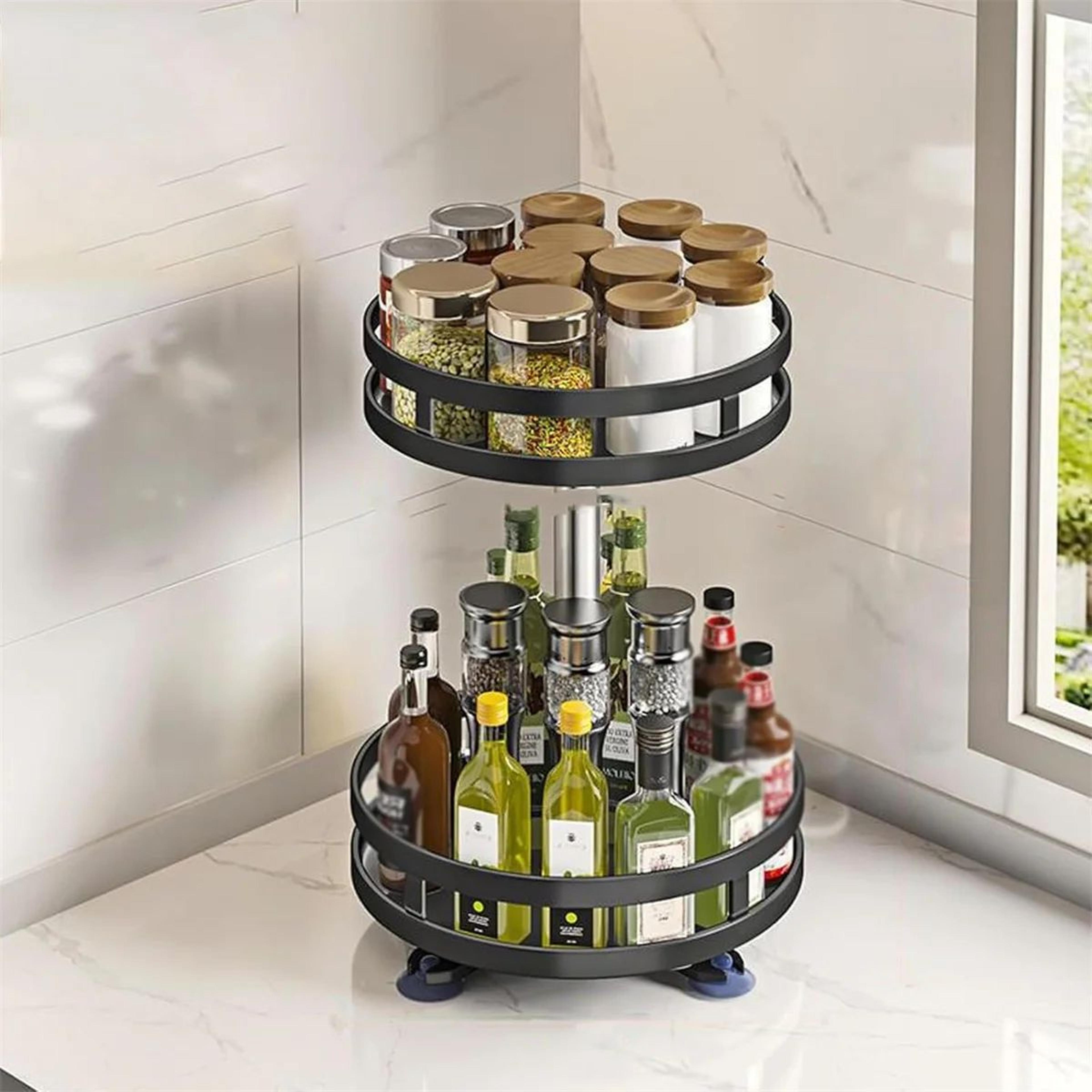 360 Rotating Kitchen Storage Turntable  Lazy Susan Organizer For Spices  Essentials 7