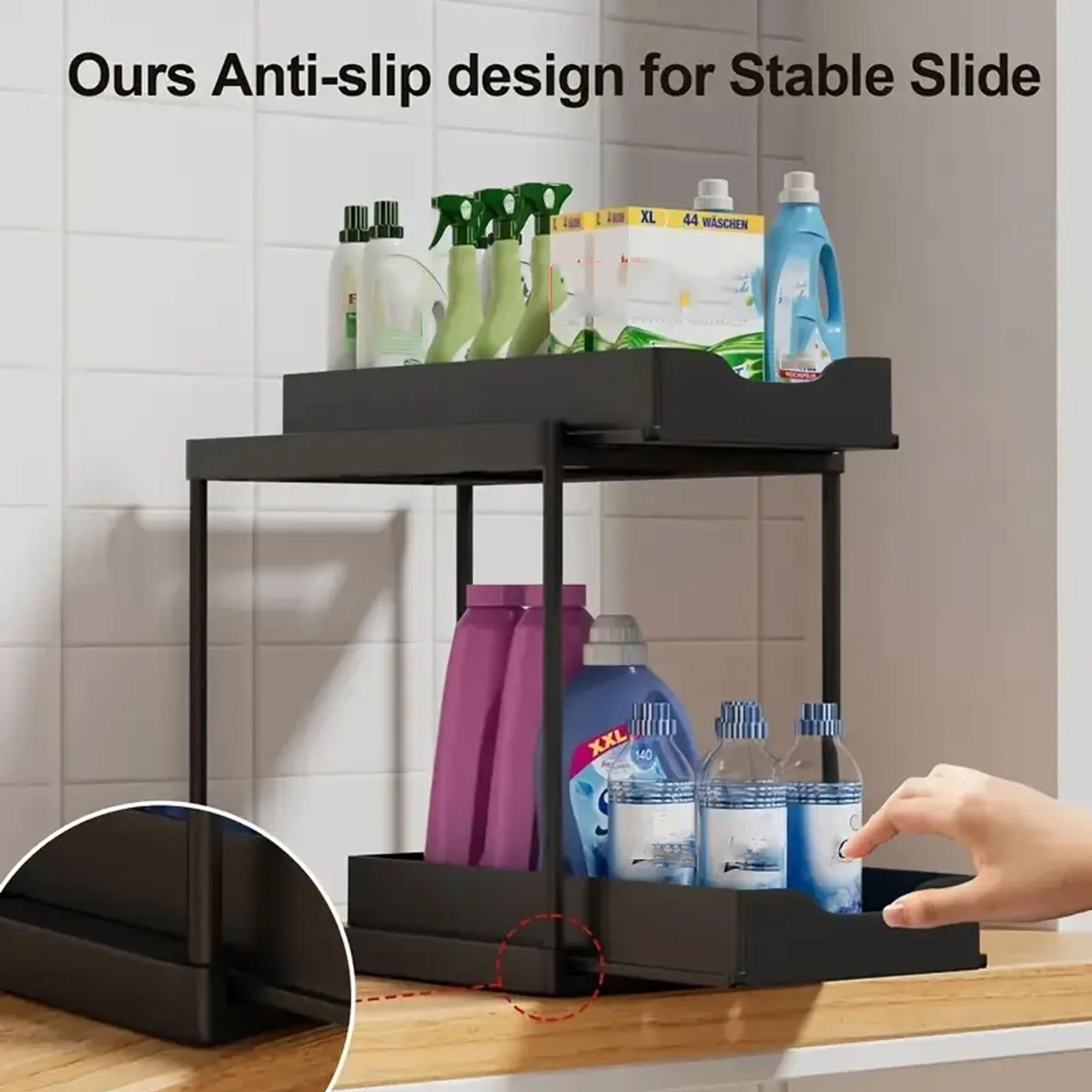 SpaceMax Under Sink Organizer PullOut Storage Rack With Hooks 1