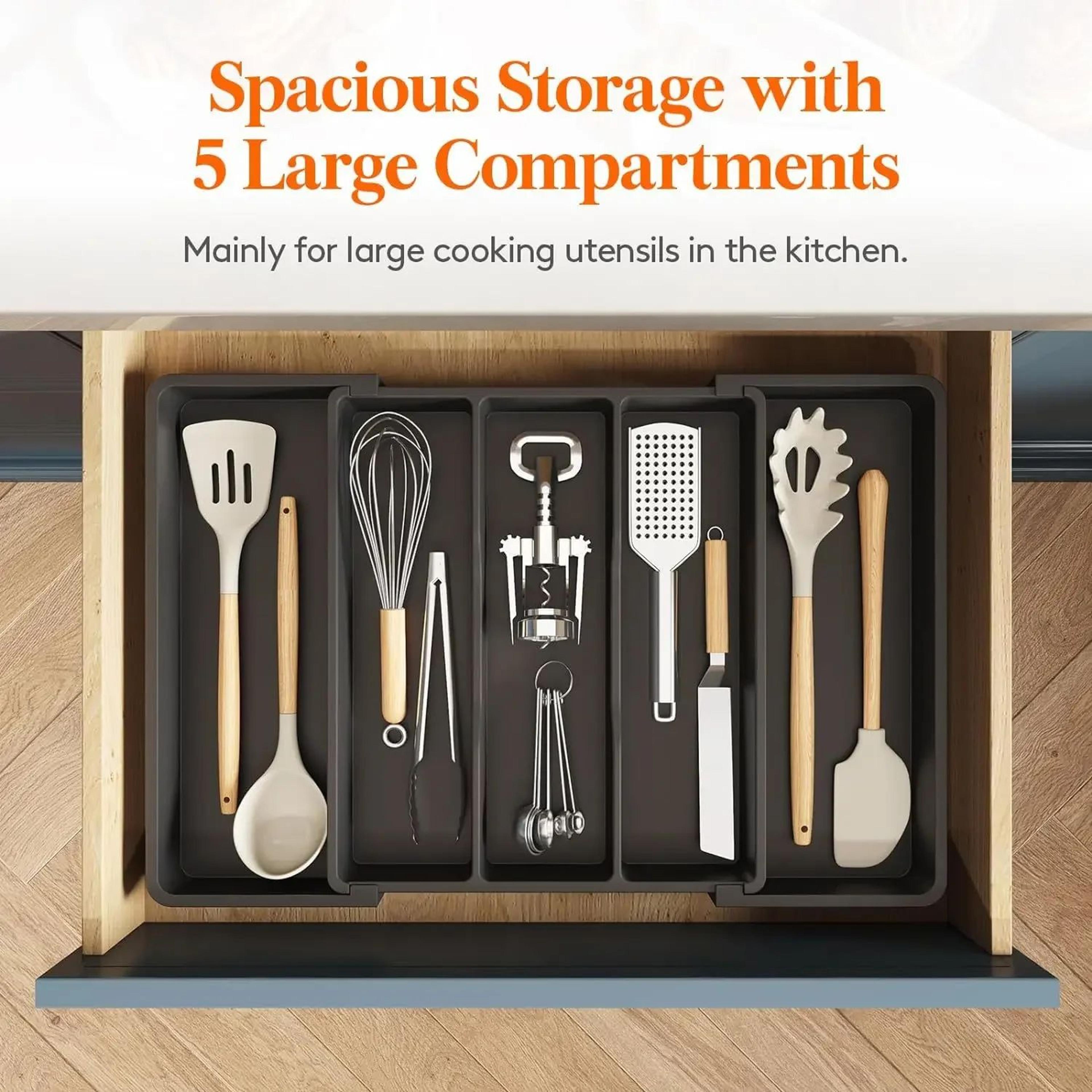 Expandable Silverware Drawer Organizer With Adjustable Compartments 3