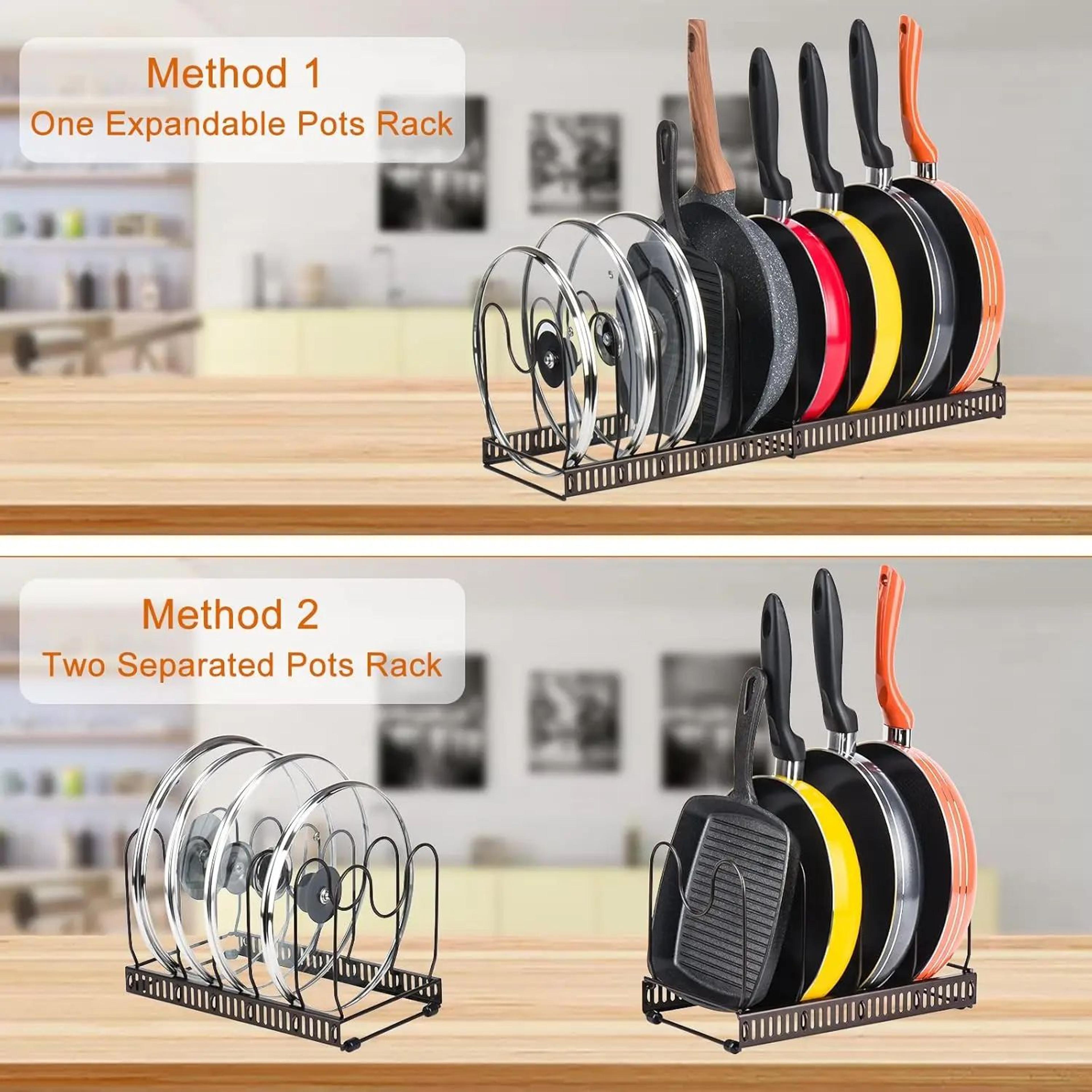 Expandable Pot And Pan Organizer Rack With Adjustable Shelves For Cabinets 5