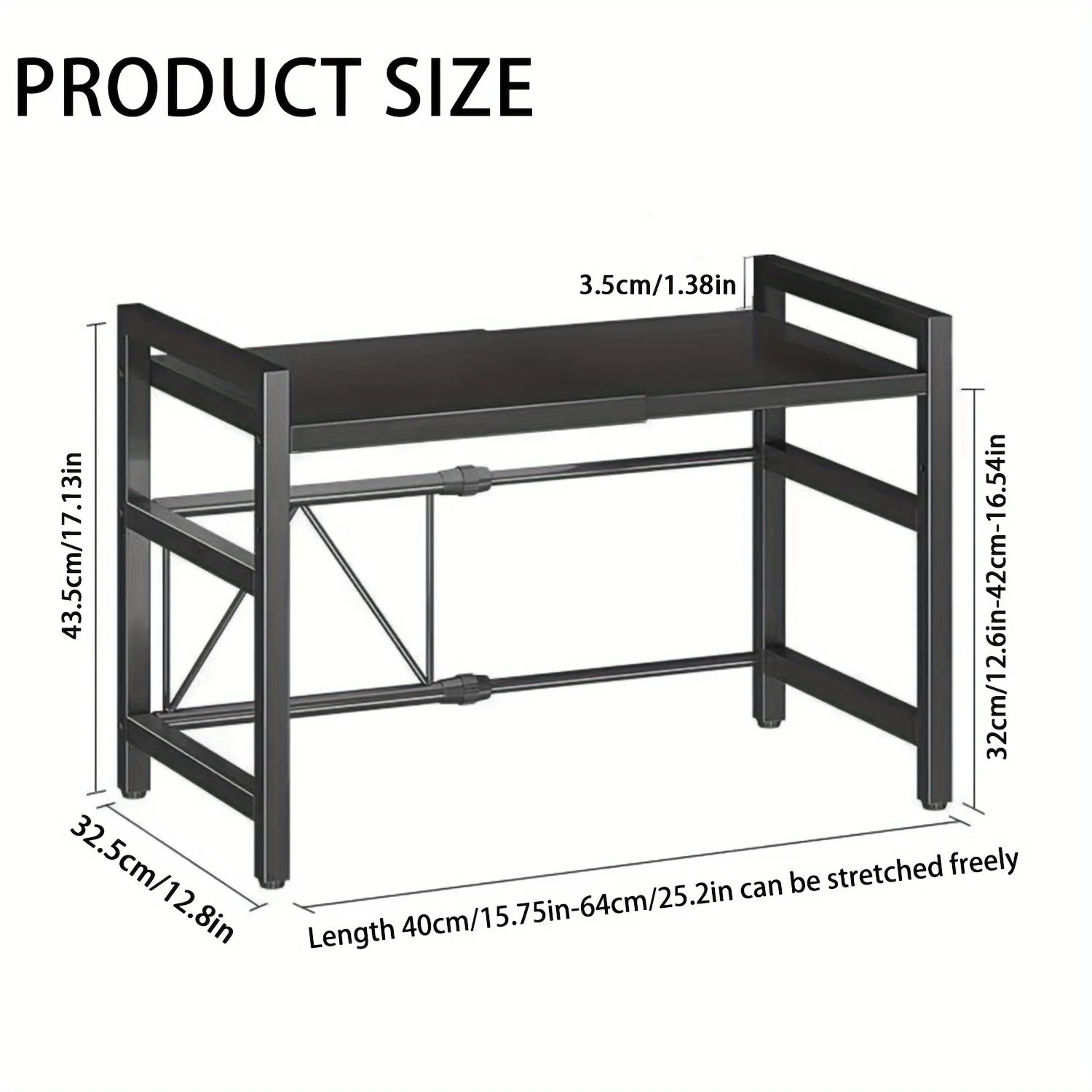 Expandable Microwave Shelf Rack With Hooks  Adjustable Kitchen Organizer 5