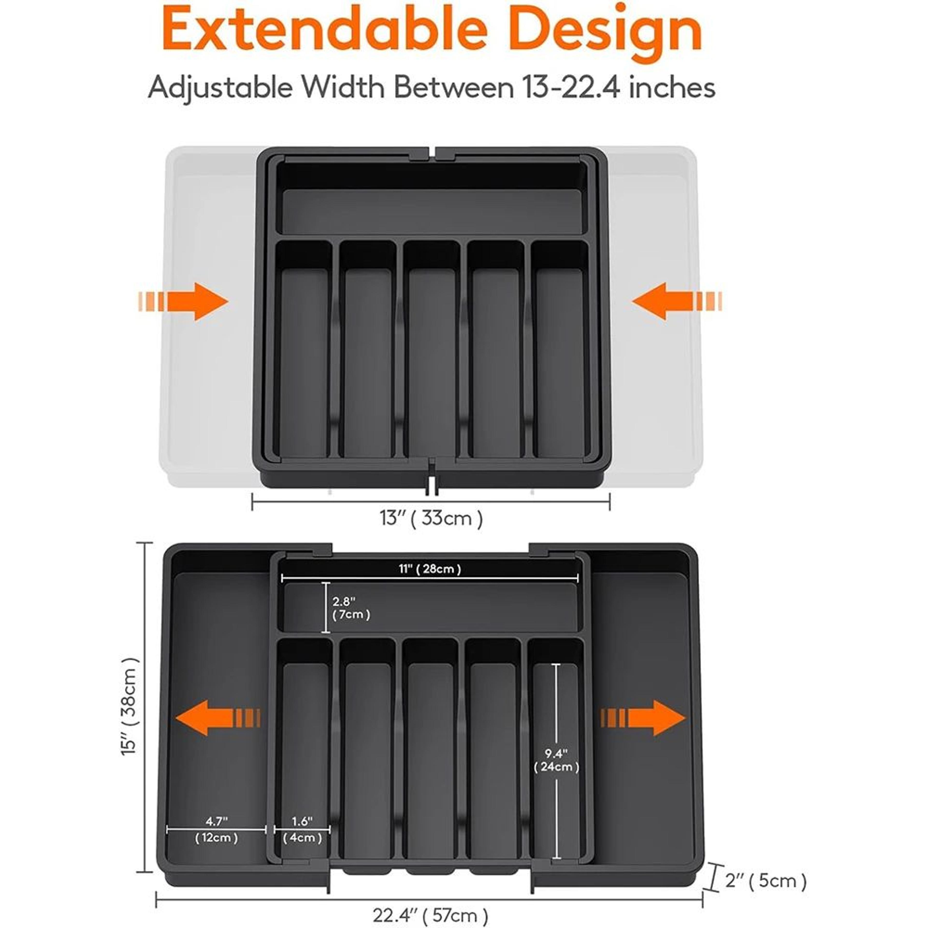 Adjustable Expandable Utensil Organizer Tray For Kitchen Drawers 2