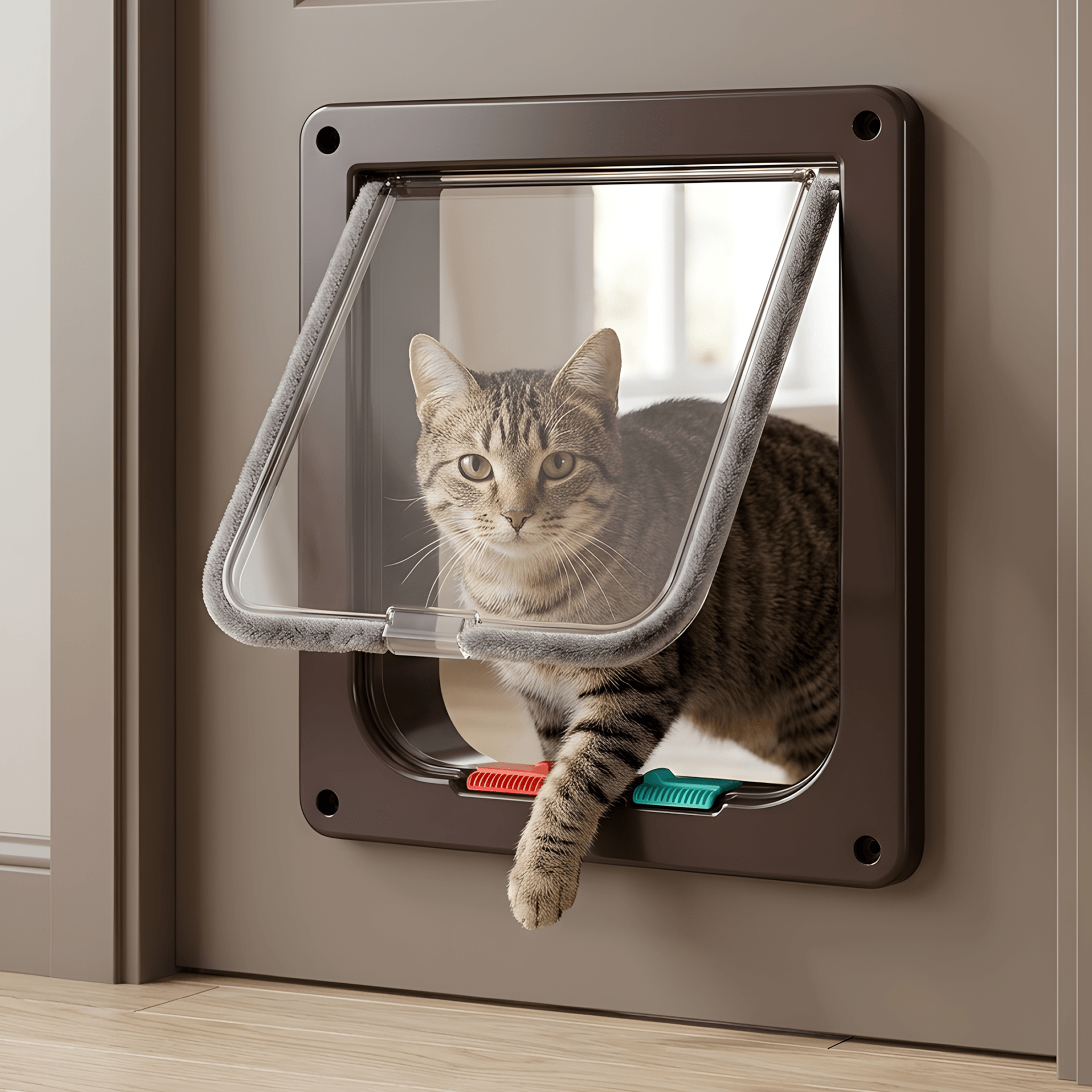 smarttwo-way pet door - secure cat & dog flap for easy entry & exit