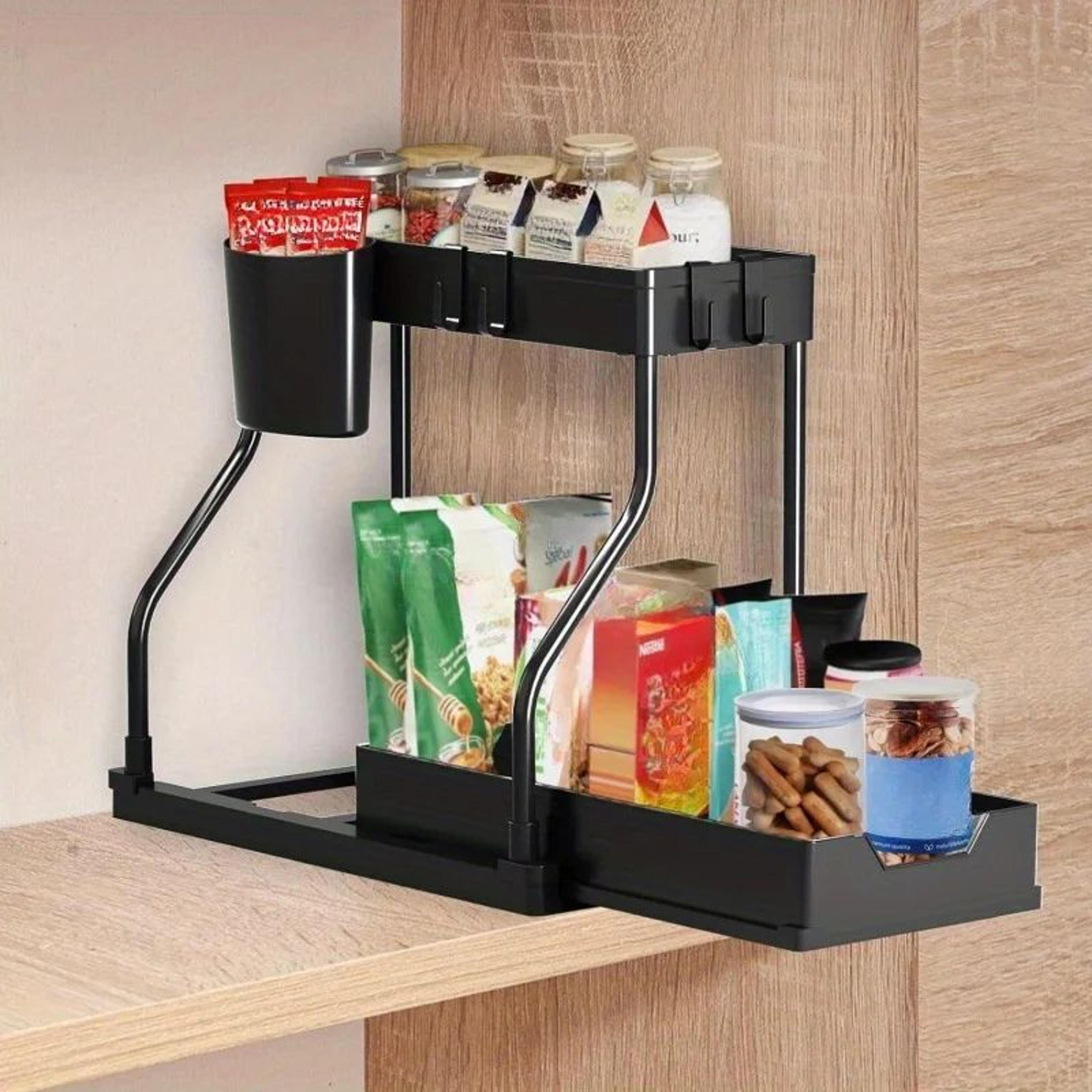 PullOut MultiLayer Kitchen Rack Organizer For Under Sink Storage 9