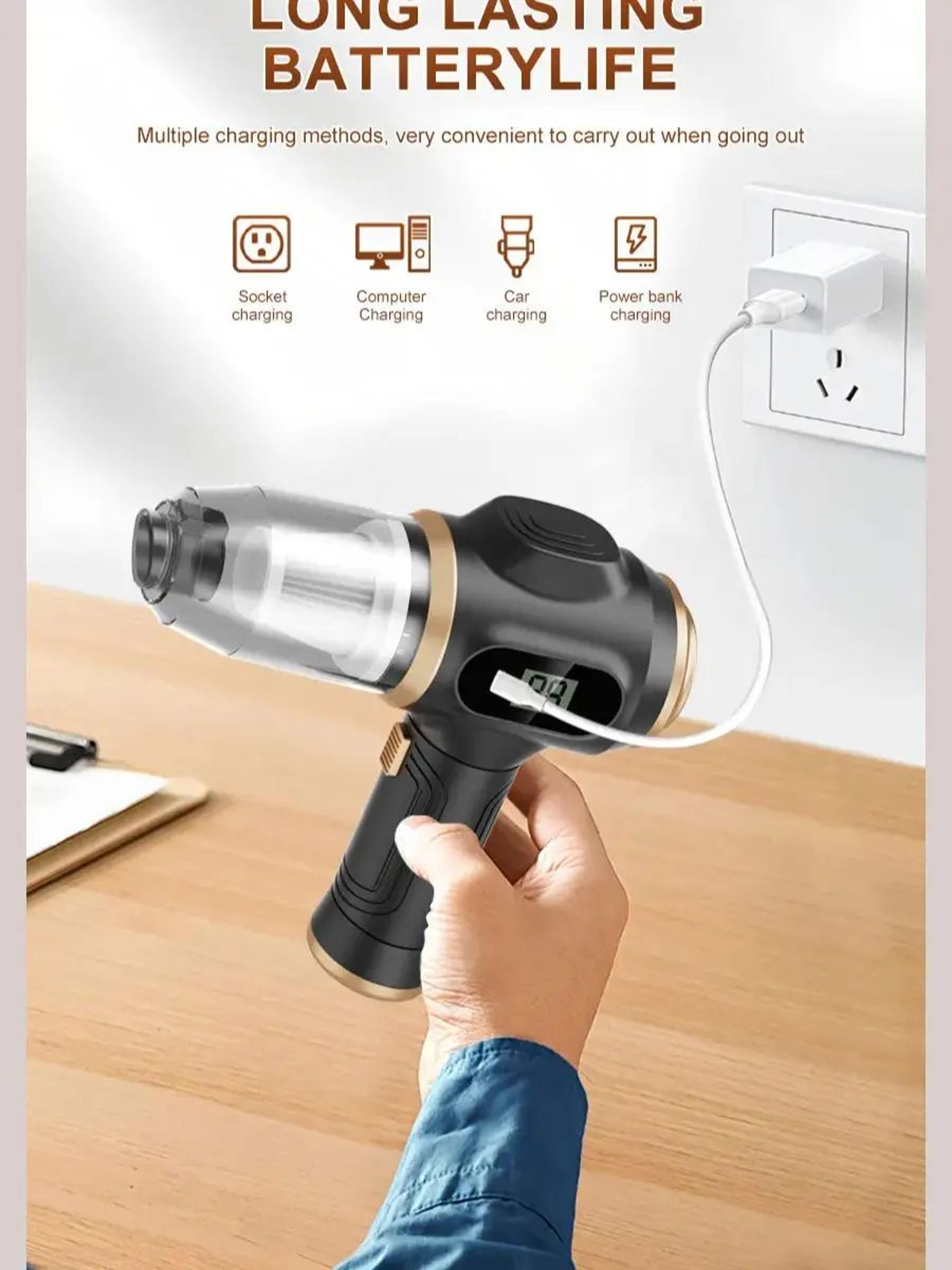 HighPressure Cordless Air Duster  Vacuum 2in1 For Electronics  Car Cleaning 4