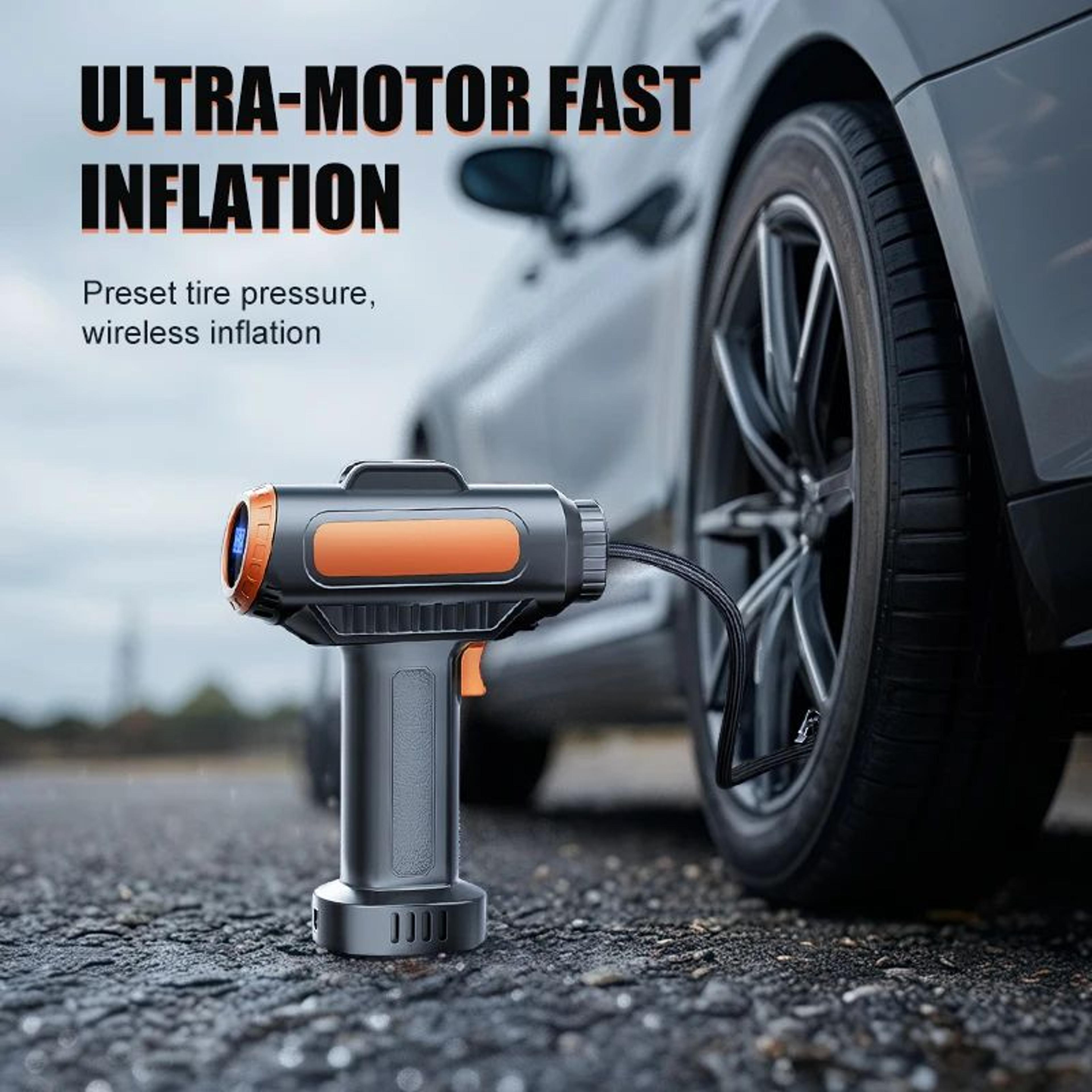 BELIBUY Portable Tire Inflator  Wireless Air Pump With Digital Display For Cars Bikes  Emergencies 1