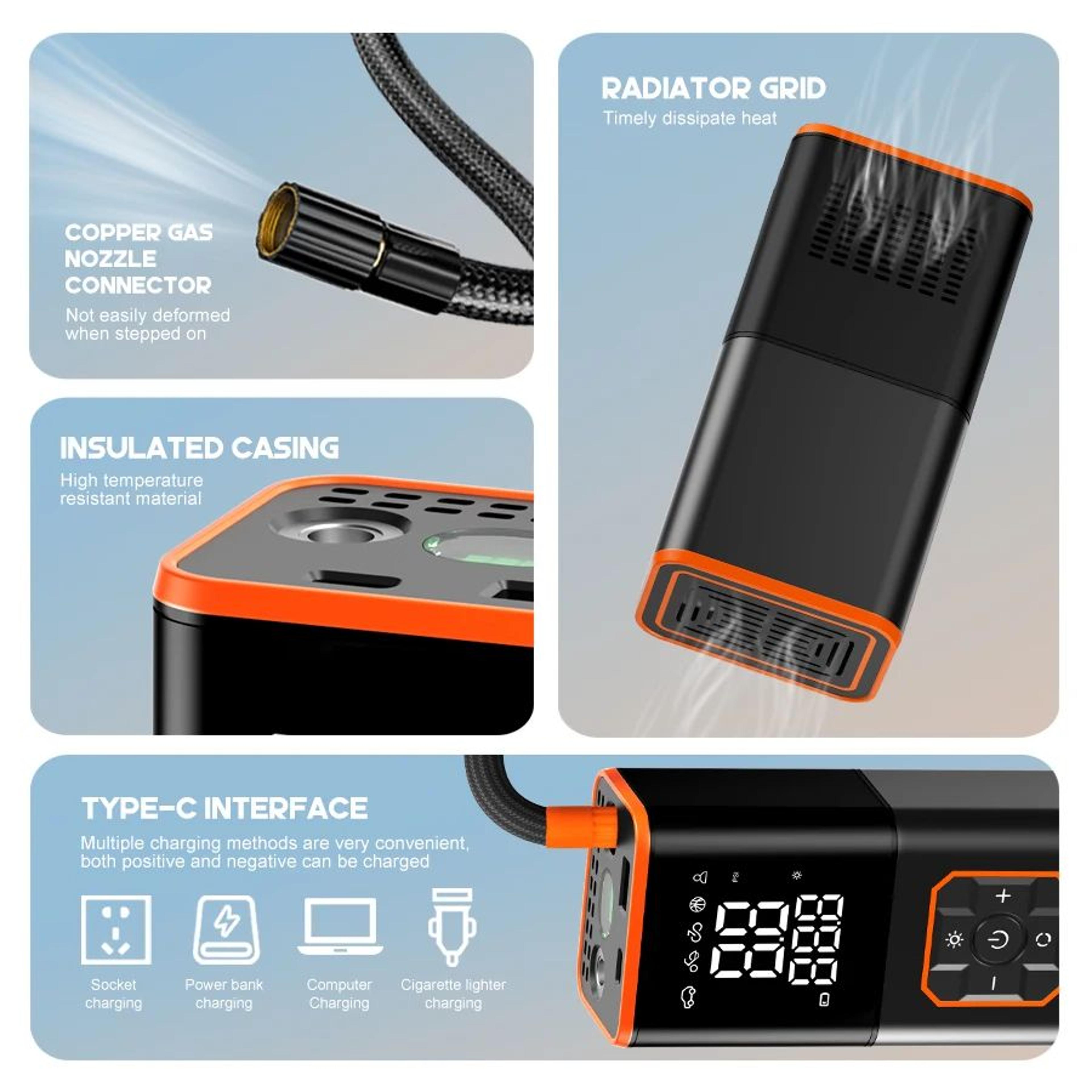 Portable Tire Inflator Air Compressor For Car Bike  Motorcycle 4