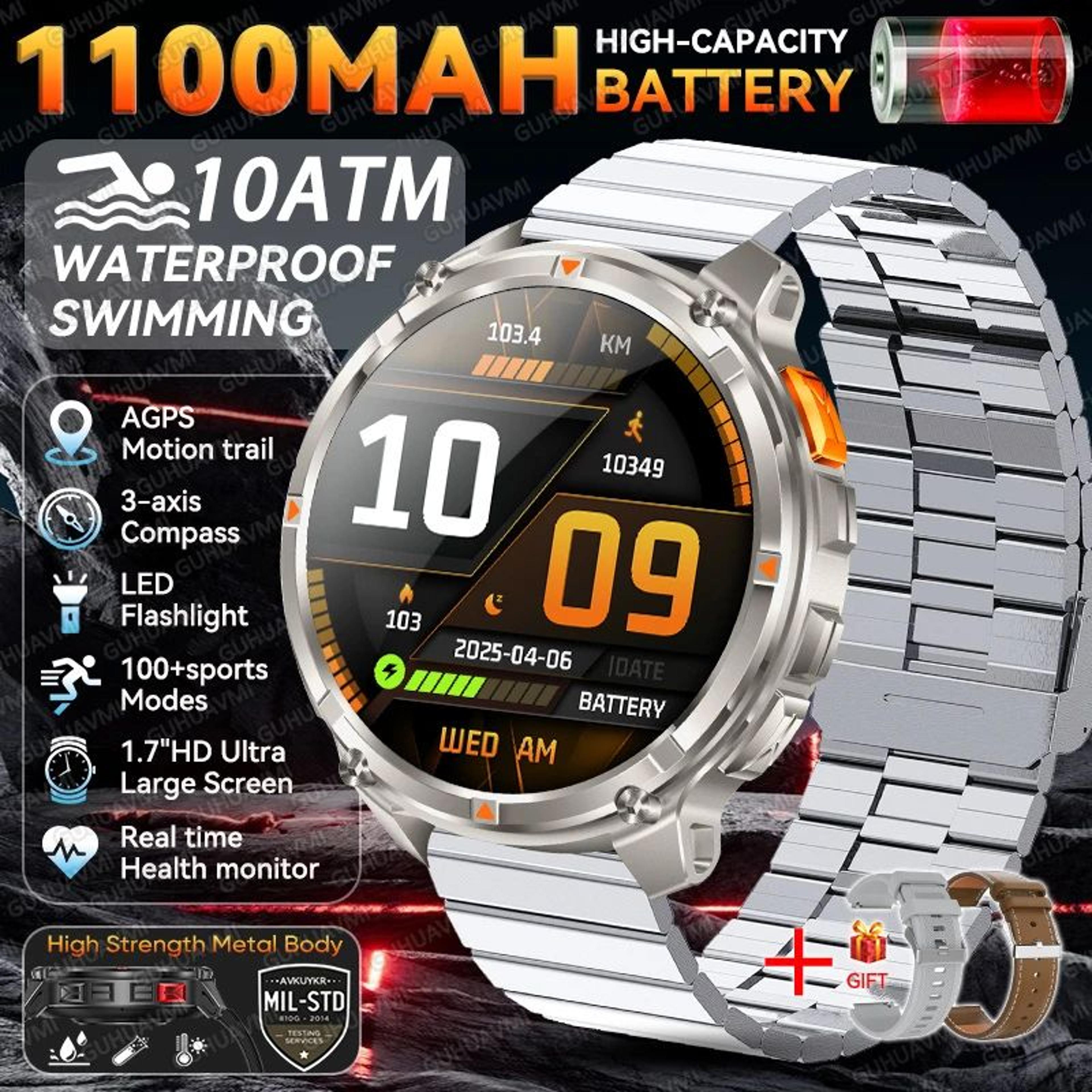 TRex 3 Pro Rugged Smartwatch With GPS 10ATM Waterproof  Long Battery 9