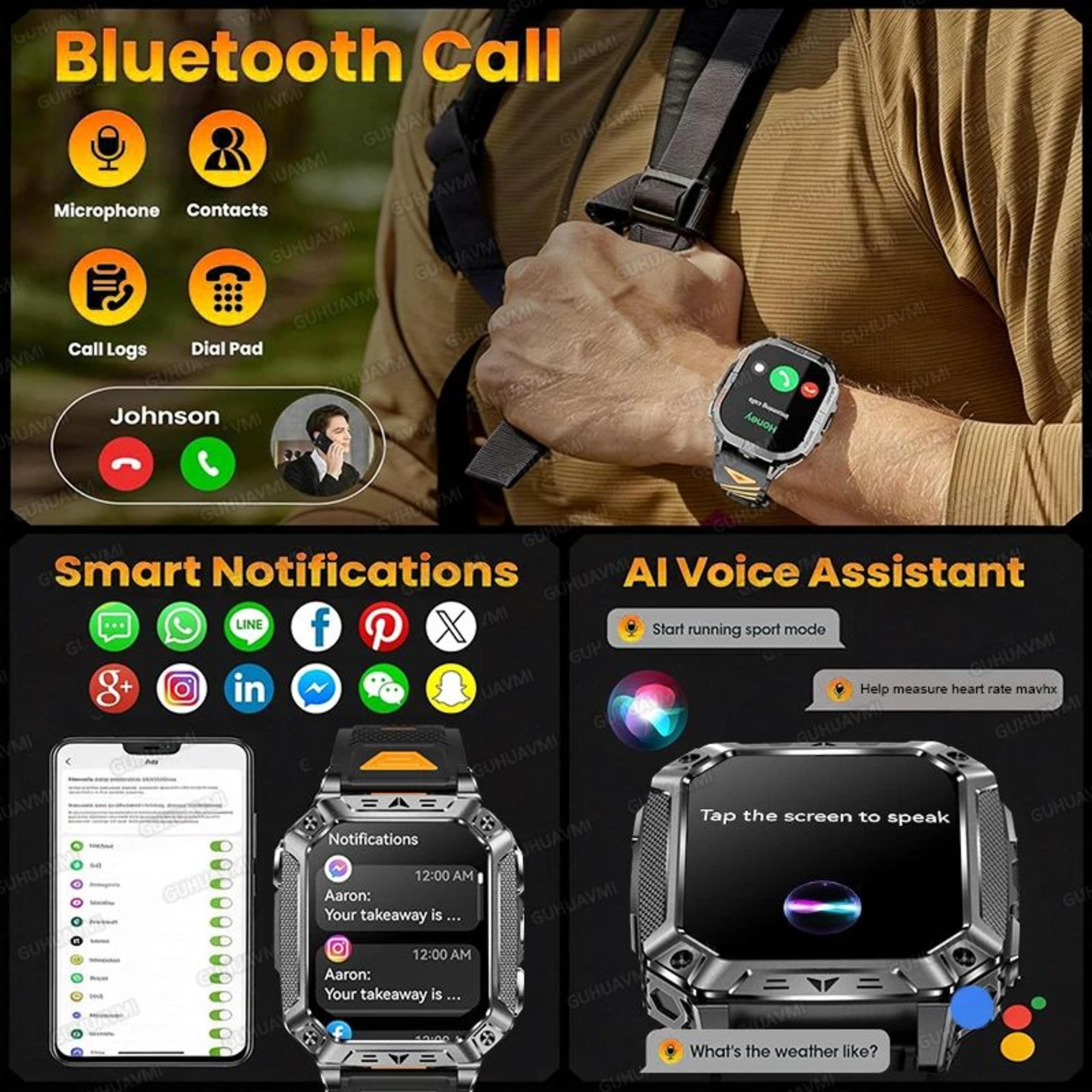 Rugged GPS Smartwatch With AMOLED Display  10ATM Waterproof  Military Smartwatch For Men 3