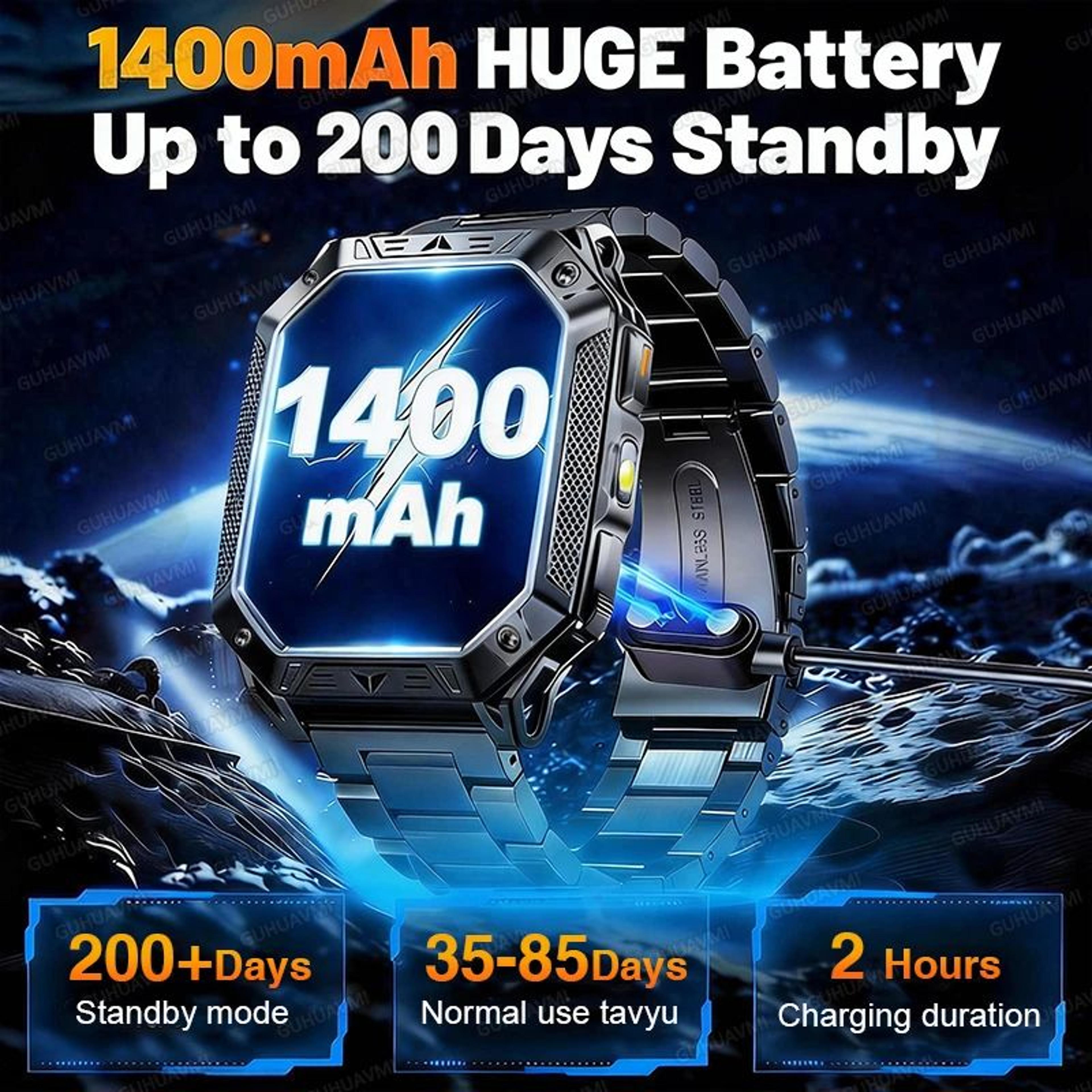 Rugged GPS Smartwatch With AMOLED Display  10ATM Waterproof  Military Smartwatch For Men 0
