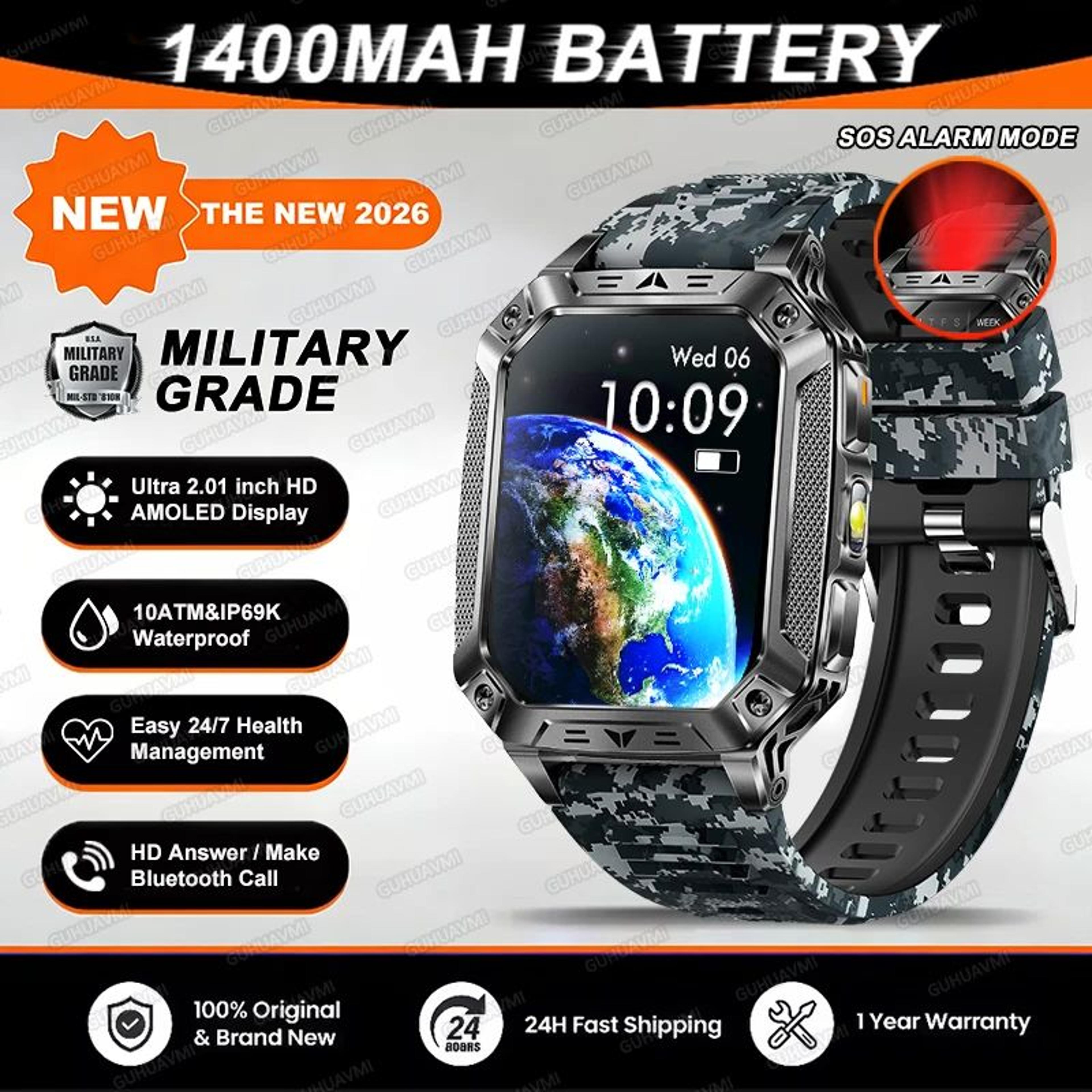 Rugged GPS Smartwatch With AMOLED Display  10ATM Waterproof  Military Smartwatch For Men 11