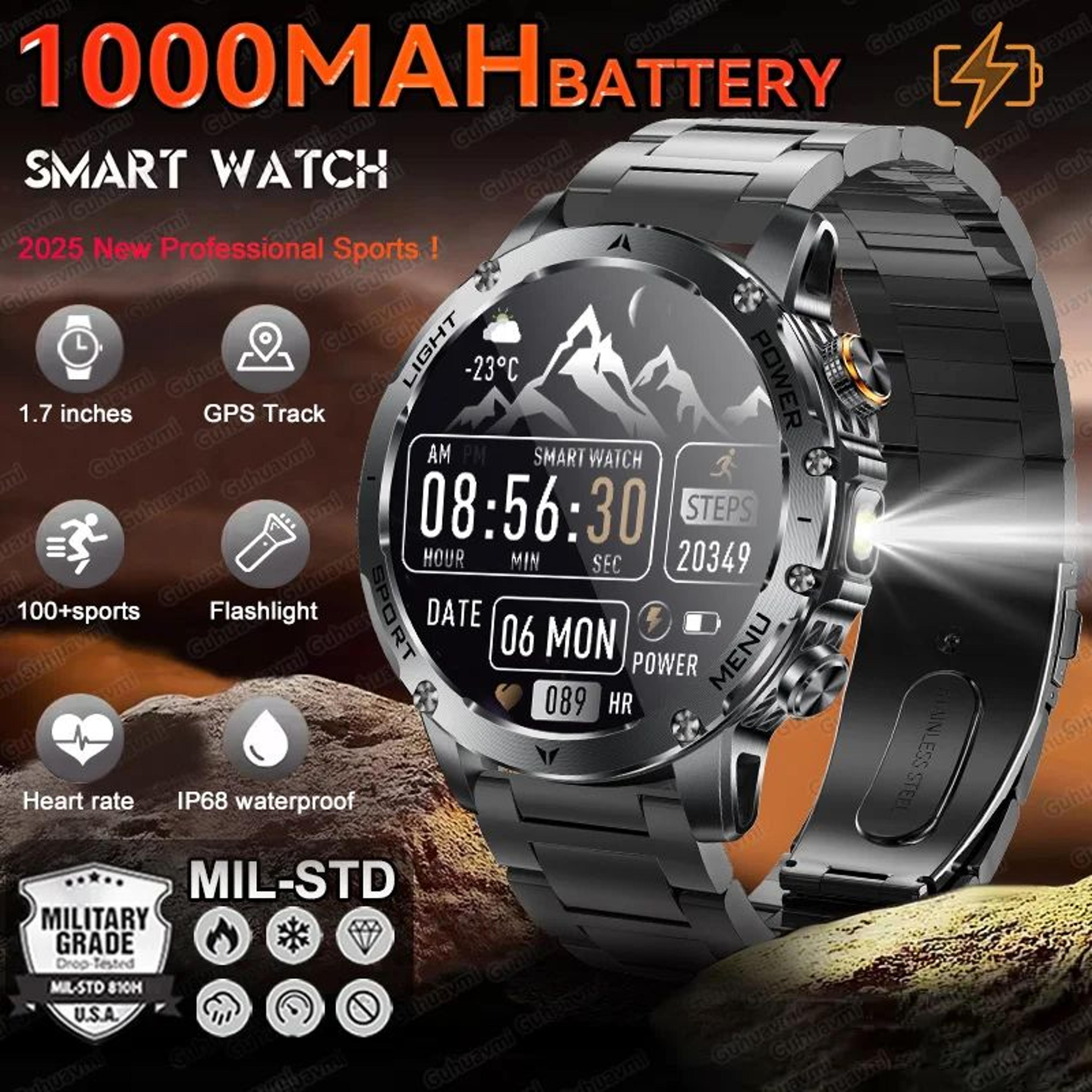 Rugged GPS Smartwatch With AMOLED Display  Bluetooth Calling 0
