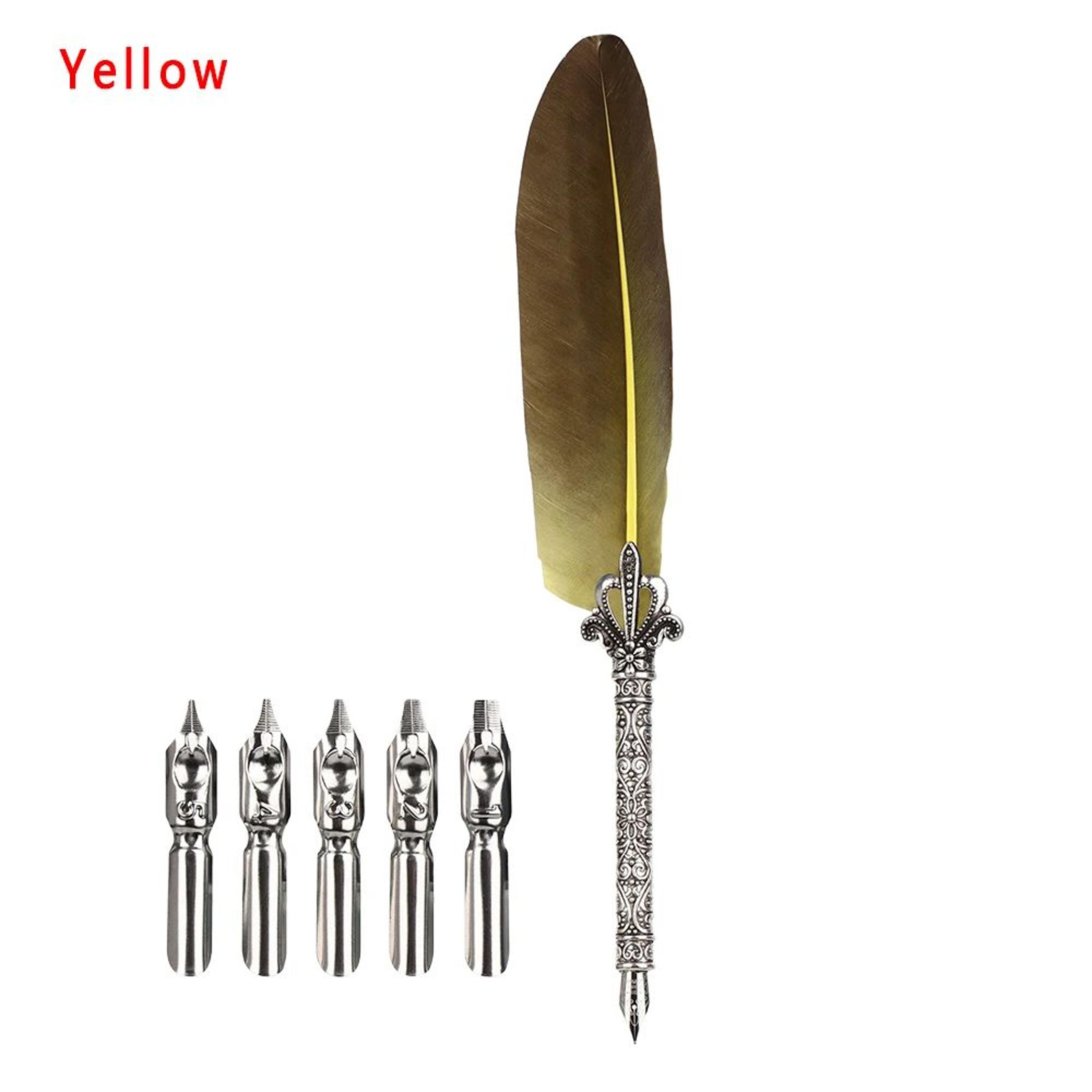 Luxury Feather Quill Pen Set With Ink  Nibs  Vintage Calligraphy Gift Box 14
