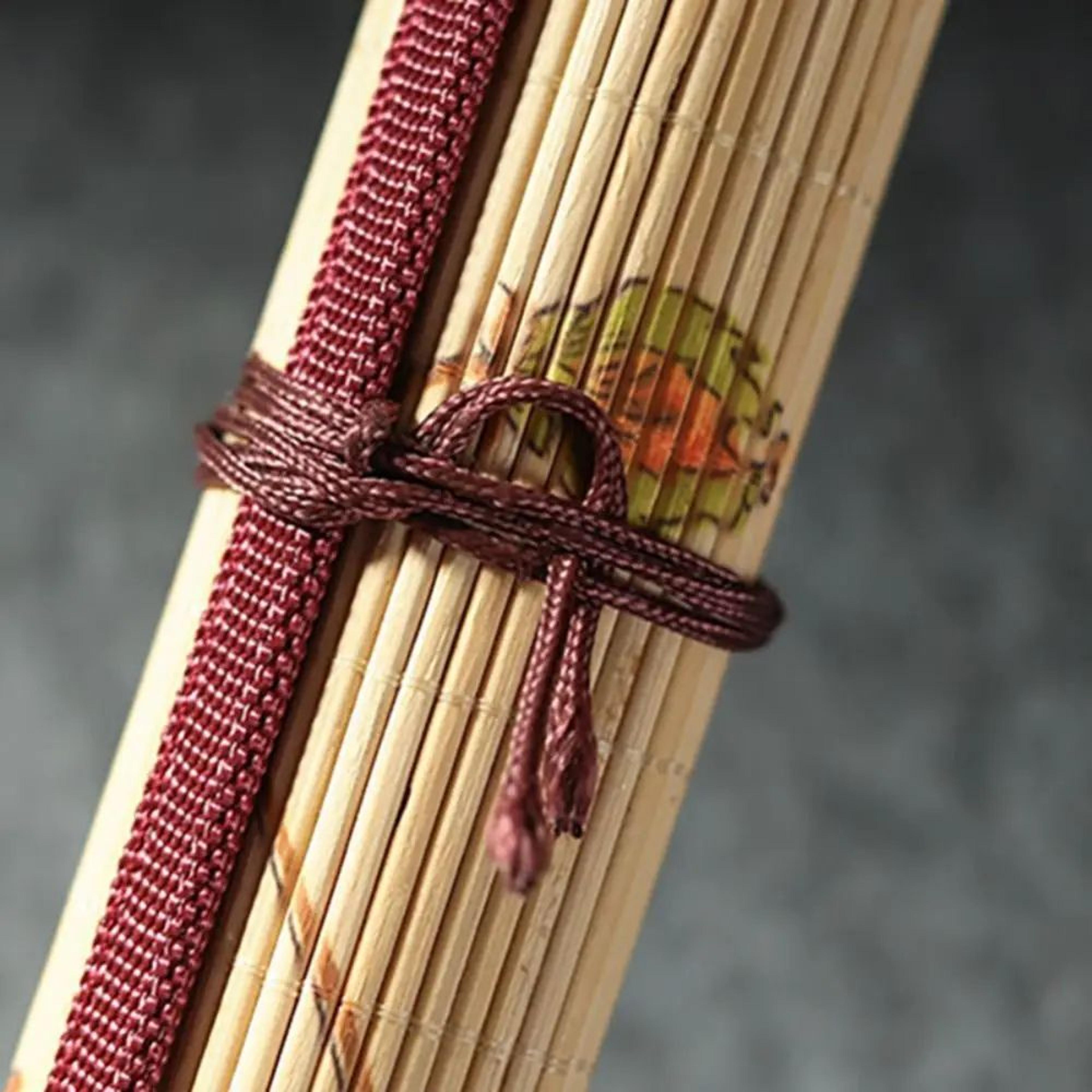 Vintage Bamboo Calligraphy Brush Holder Roll  Large Capacity Art Supplies Organizer 3