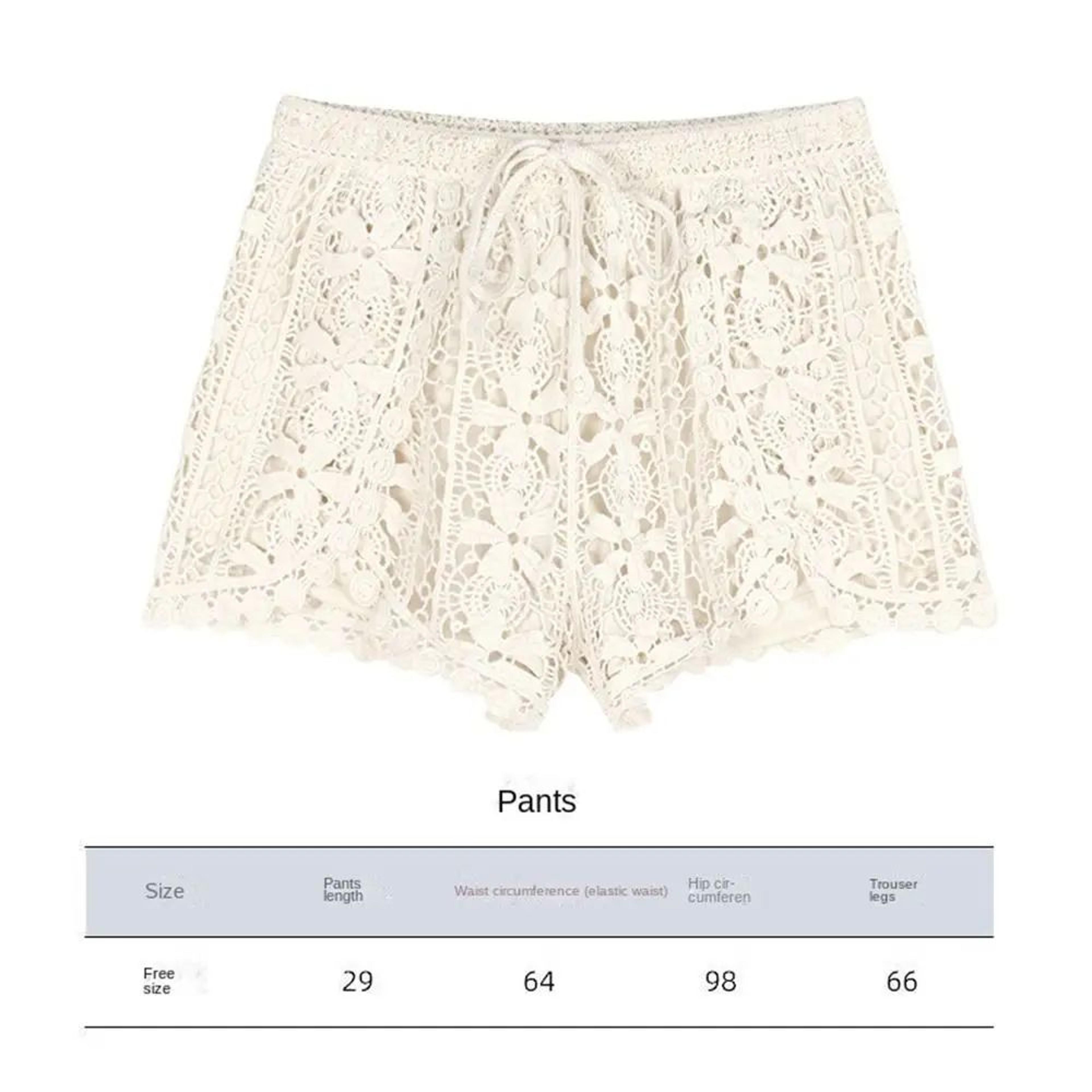 Boho Crochet High Waist Summer Shorts With LaceUp Detail 5