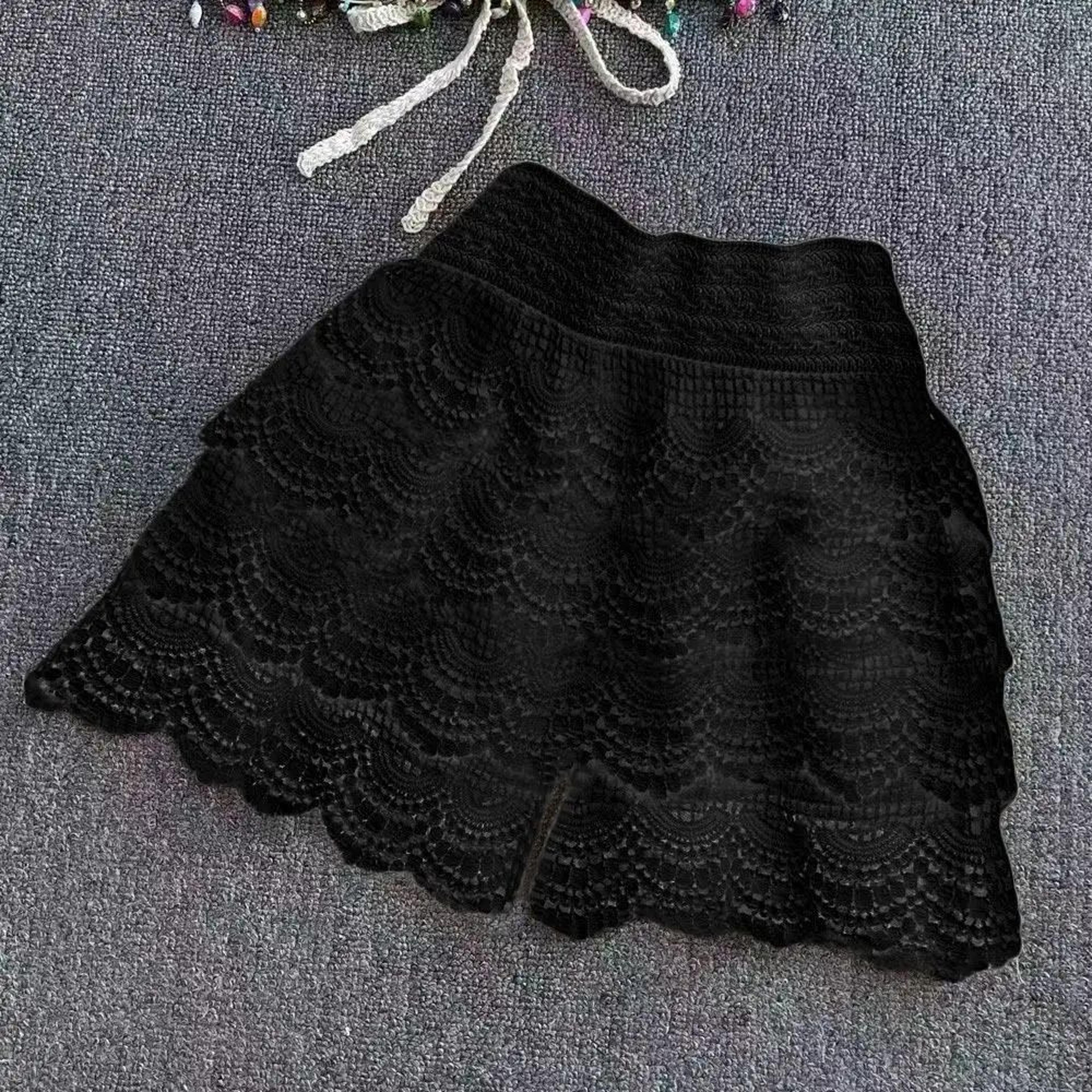 Boho Crochet High Waist Summer Shorts With LaceUp Detail 7