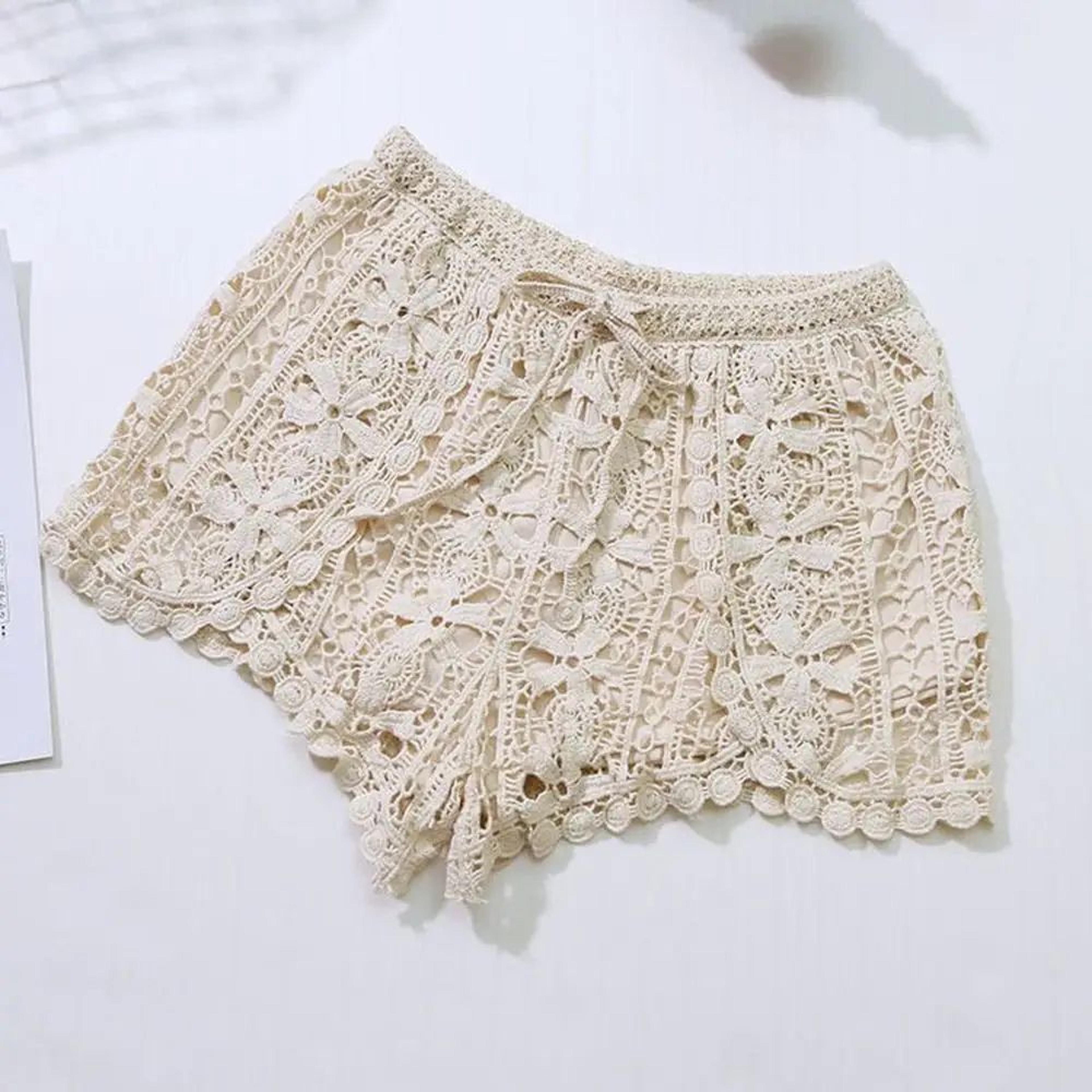 Boho Crochet High Waist Summer Shorts With LaceUp Detail 10