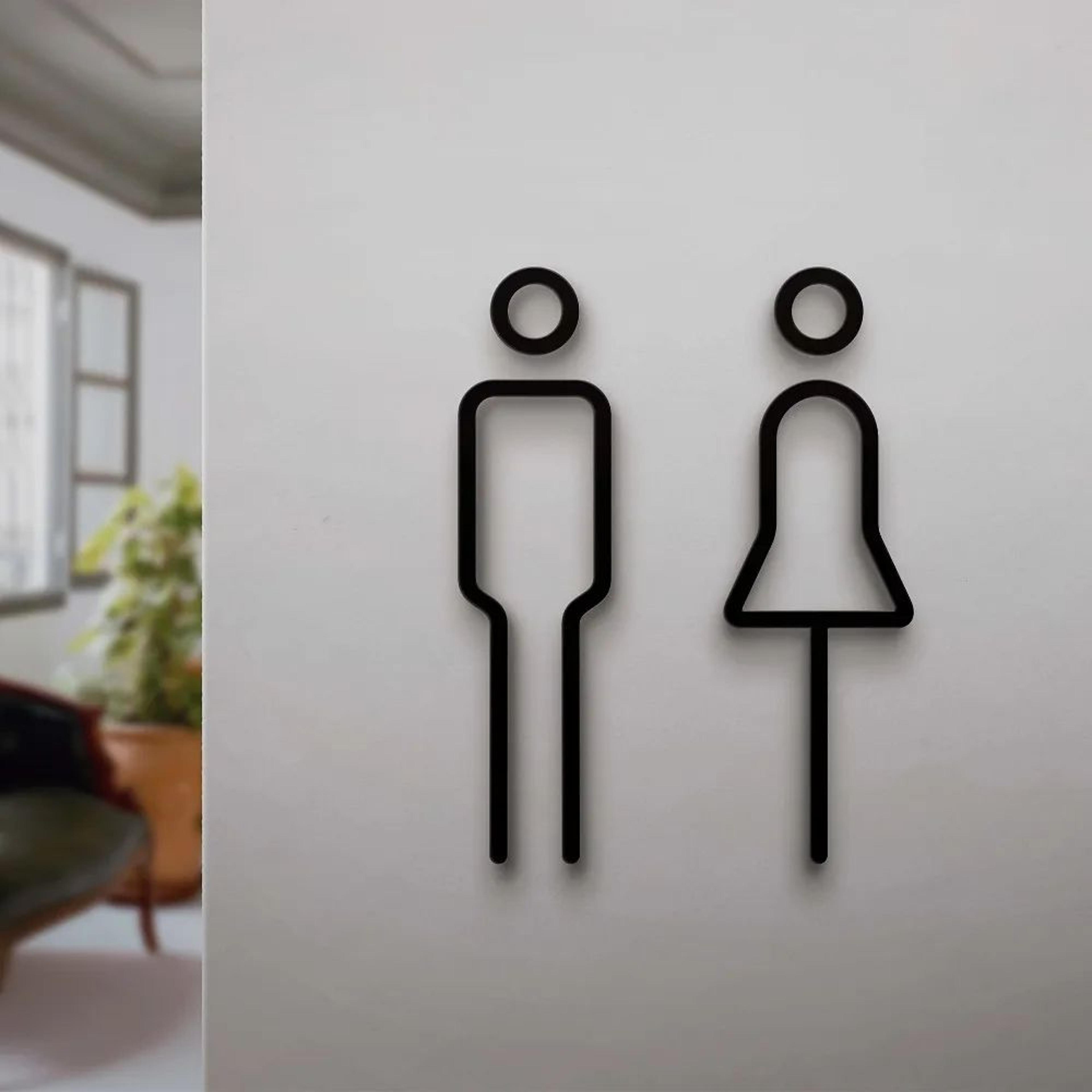 Elegant Black Gold Restroom Door Sign And WC Sign 6