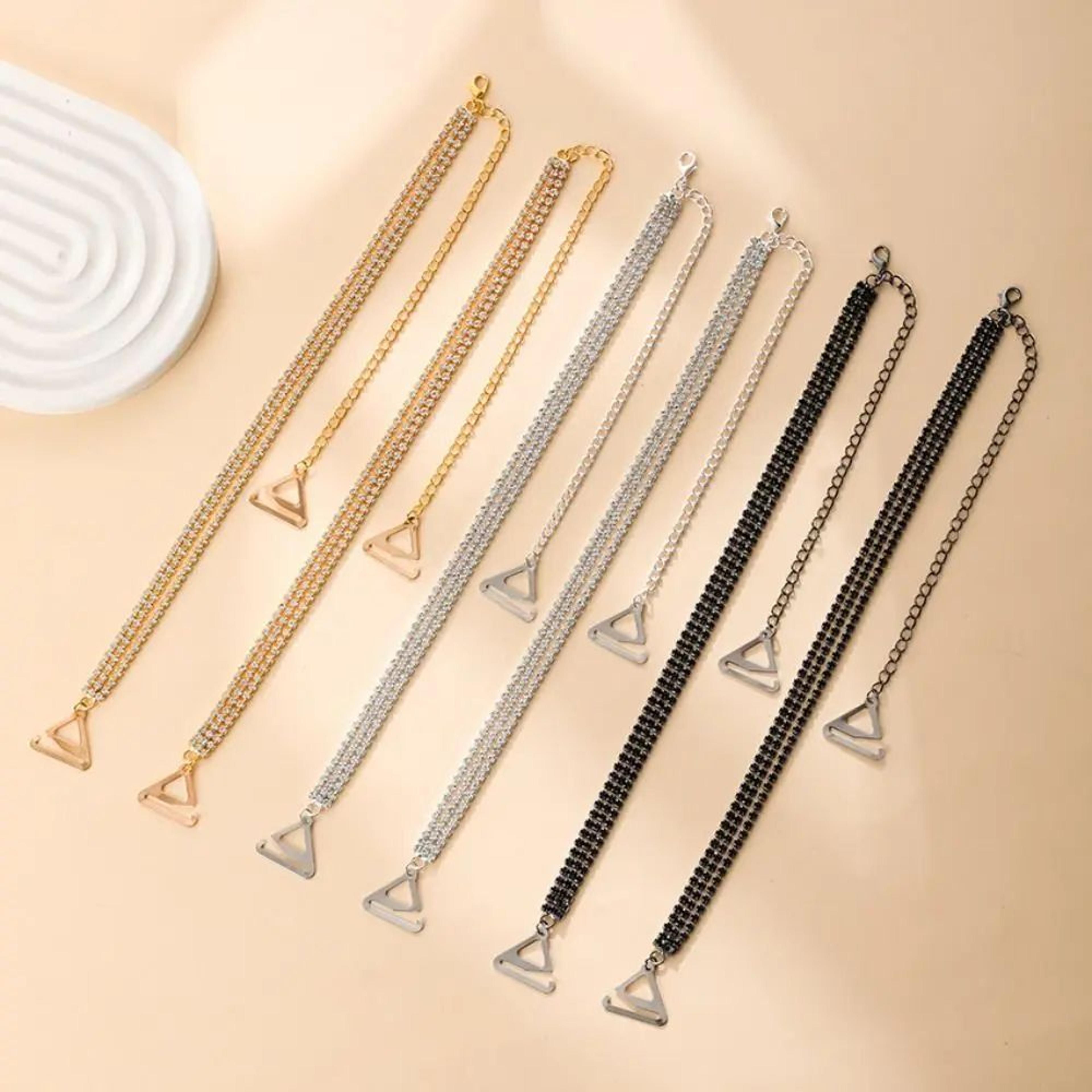 elegant rhinestone bra straps adjustable anti-slip lingerie accessory
