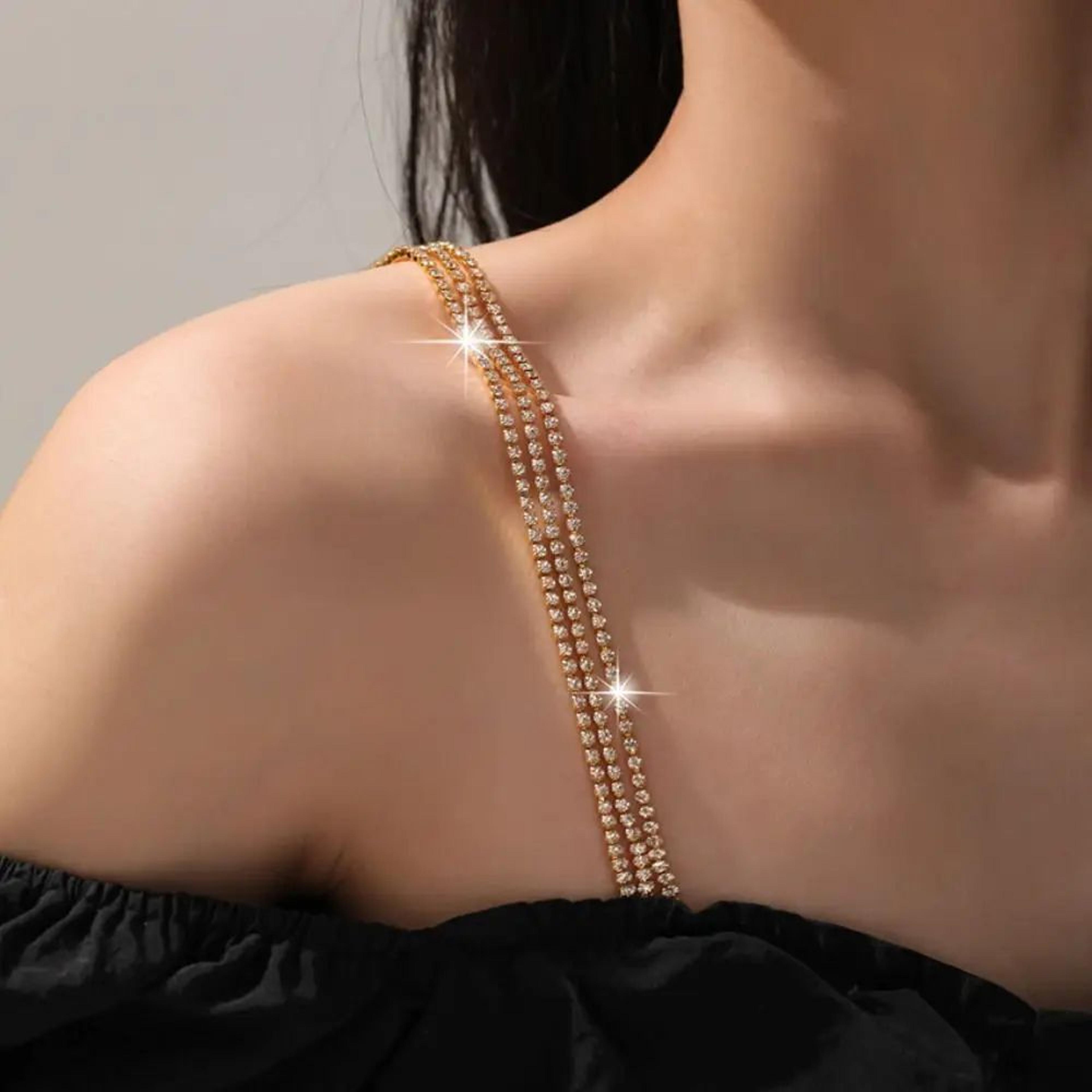 Elegant Rhinestone Bra Straps Adjustable AntiSlip Lingerie Accessory 6