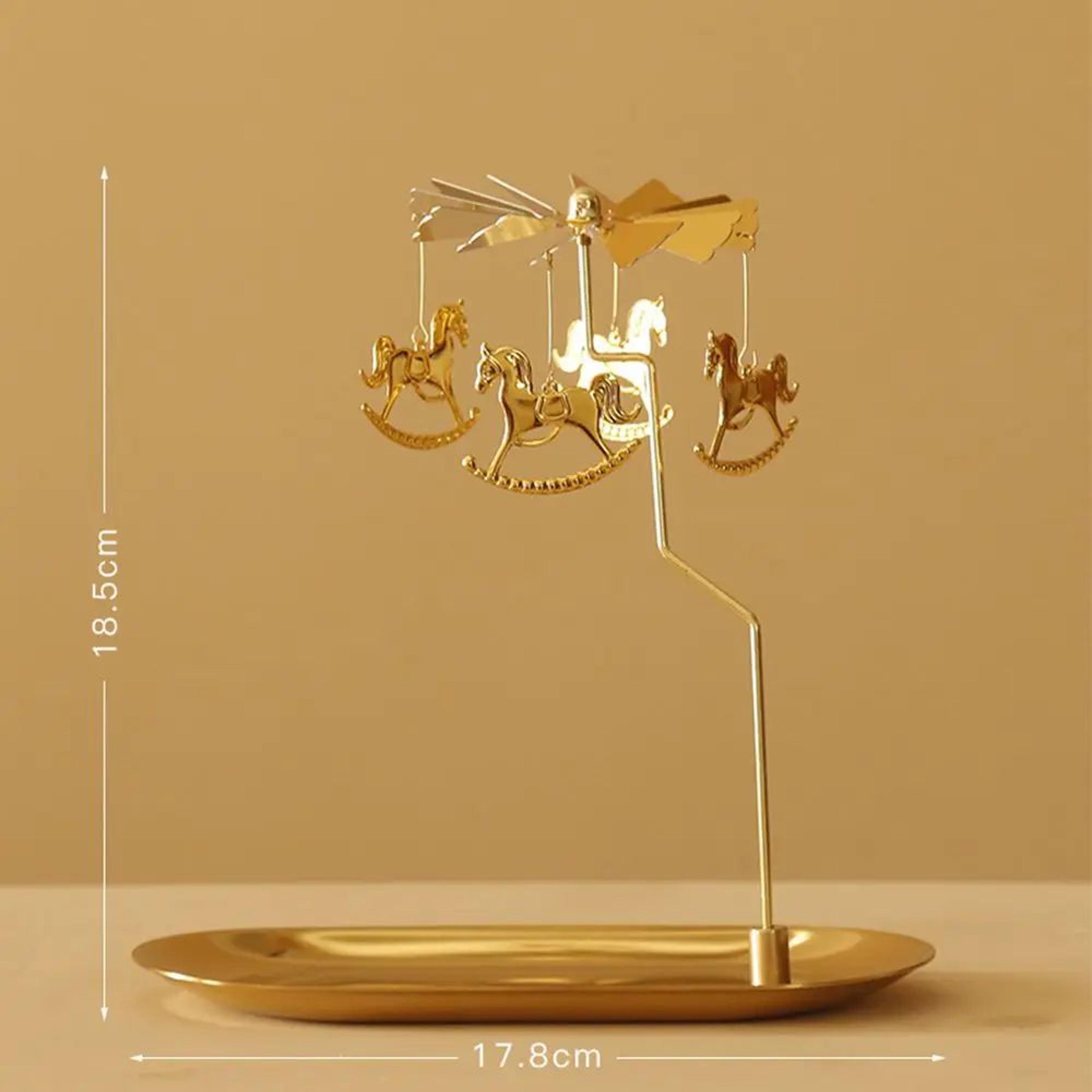 Golden Carousel Rotating Candle Holder For Romantic Home  Wedding Decor 10