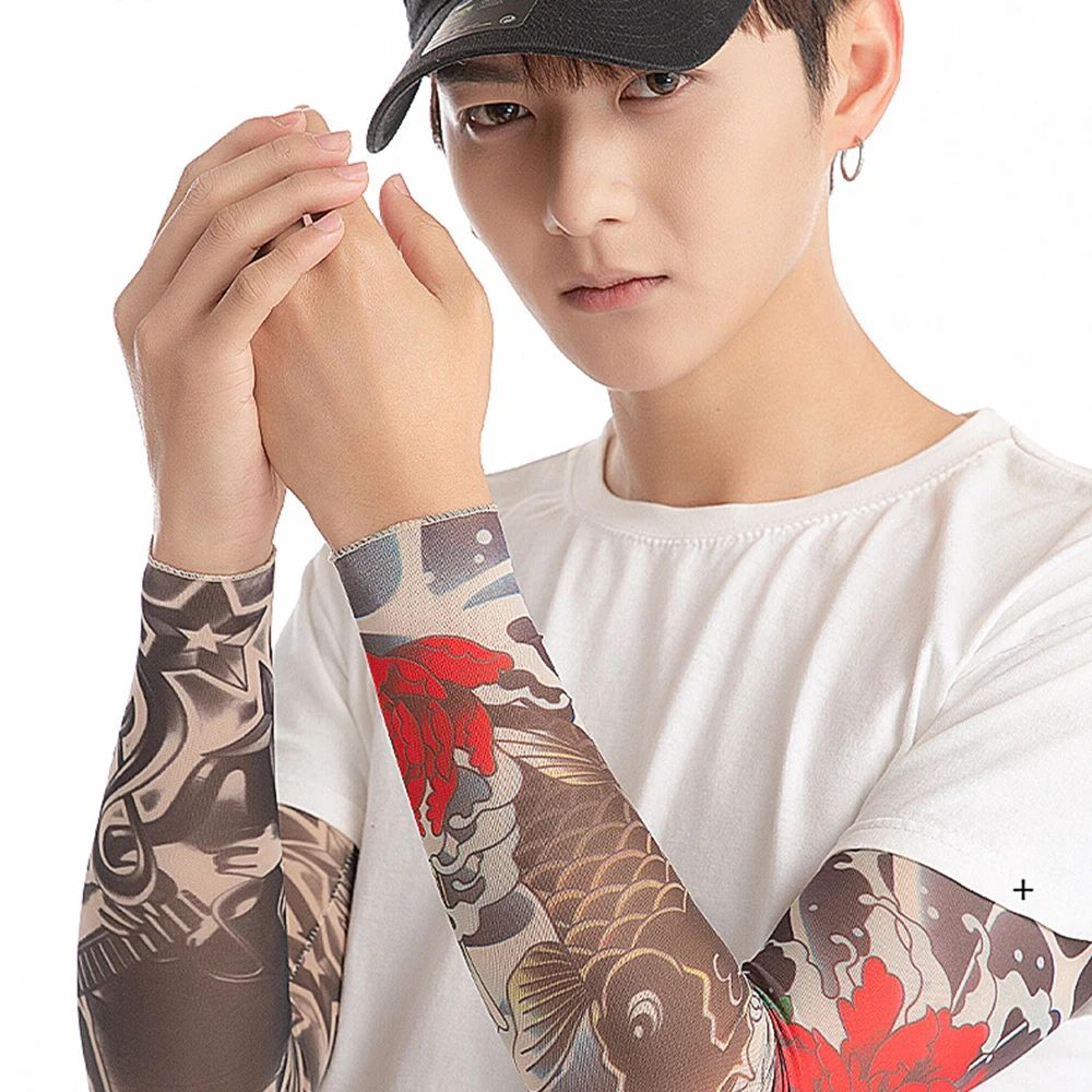 Floral Tattoo UV Protection Arm Sleeves For Cooling  Outdoor Comfort 3