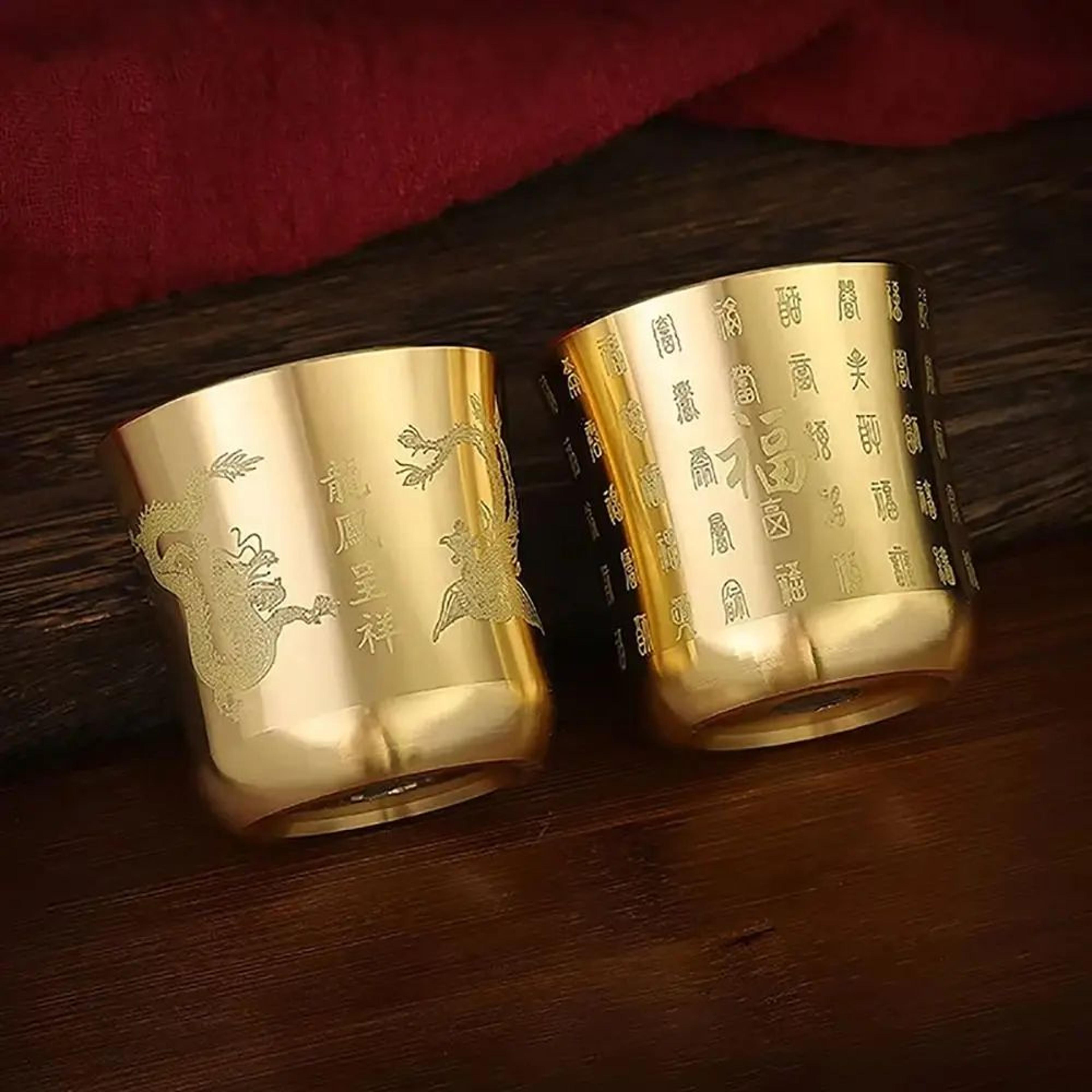Auspicious Wealth Brass Tea Cup  Feng Shui Cornucopia Baifu Mug For Prosperity  Home Decor 3