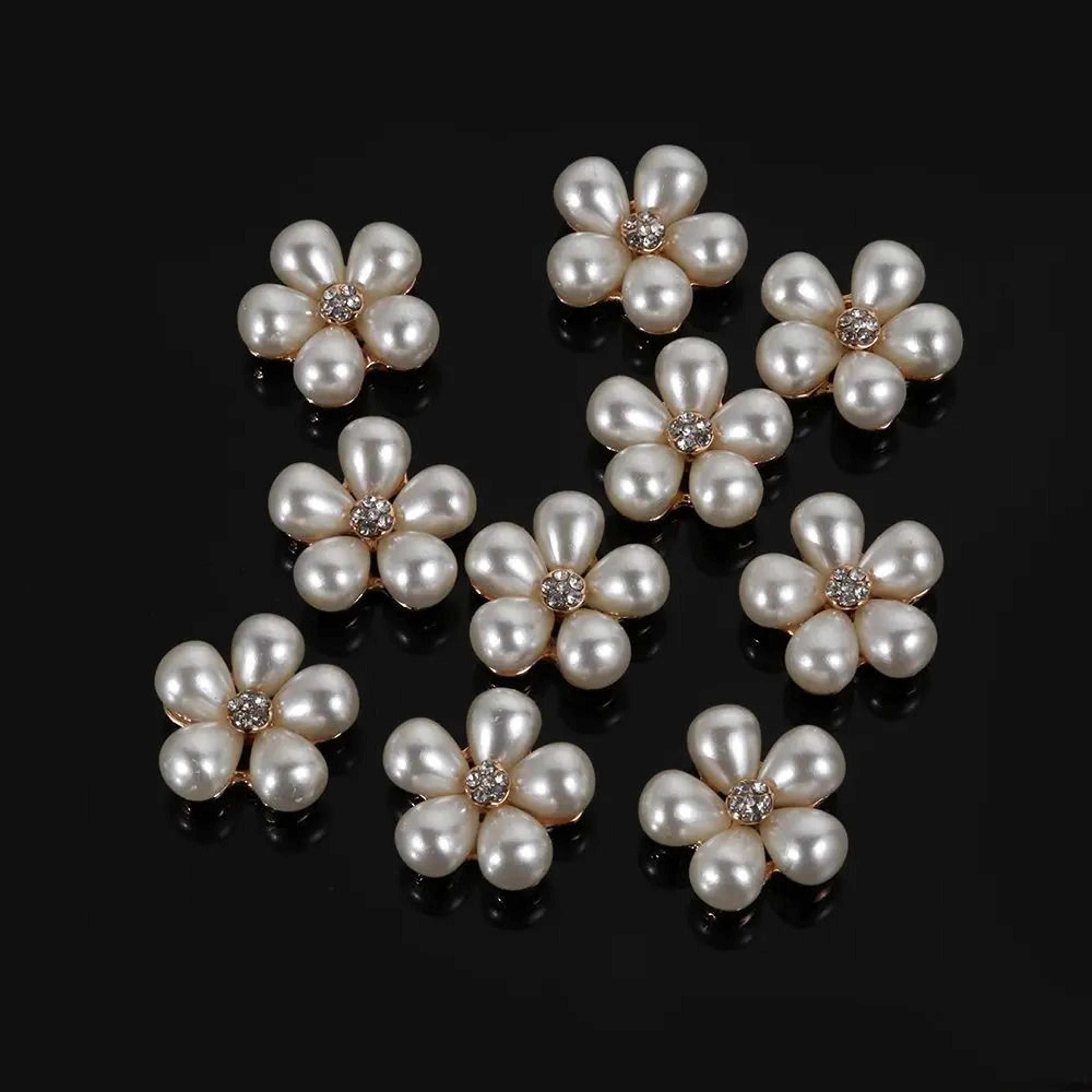 Elegant Rhinestone  Pearl Flower Buttons Set For Wedding Crafts And DIY Accessories 5