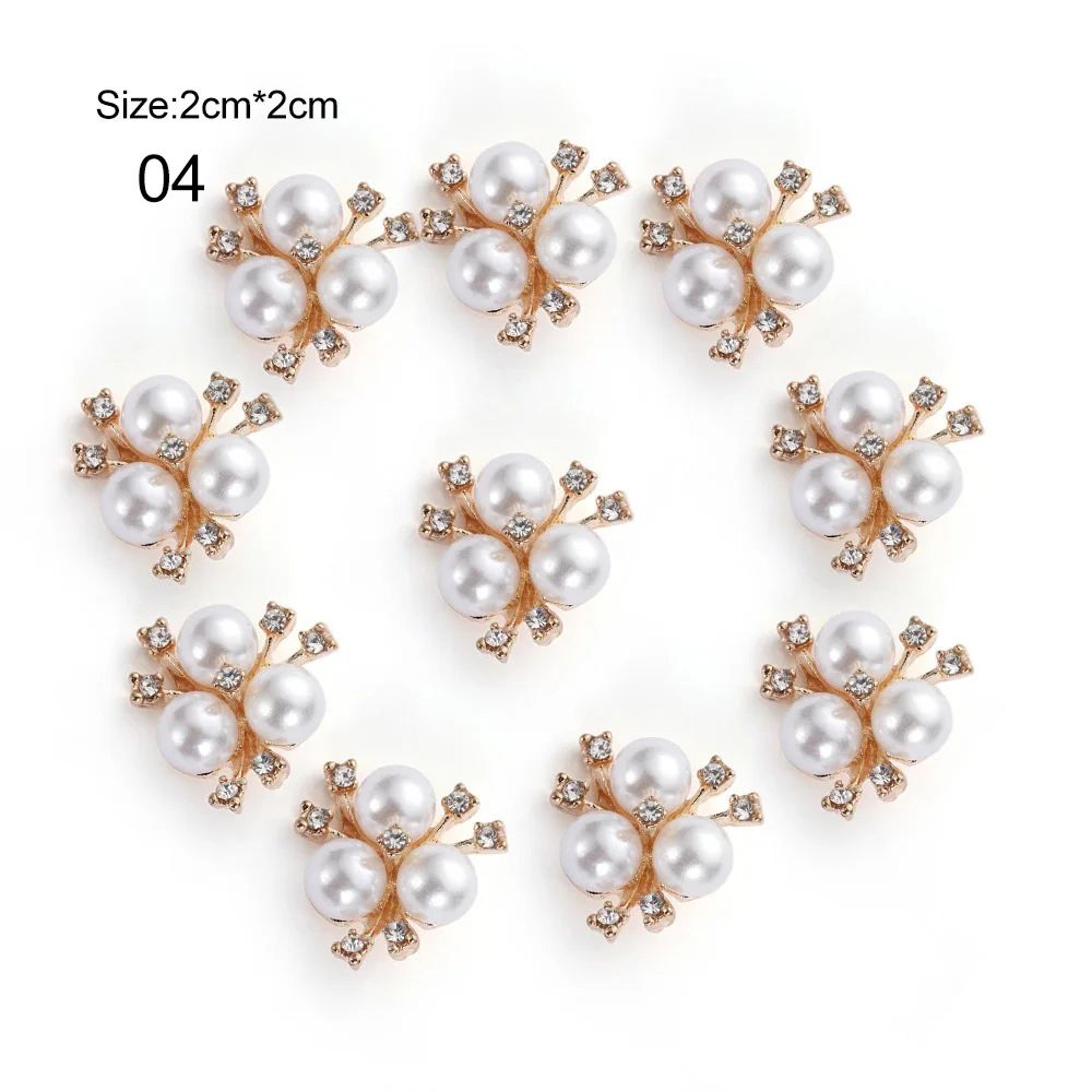 Elegant Rhinestone  Pearl Flower Buttons Set For Wedding Crafts And DIY Accessories 9