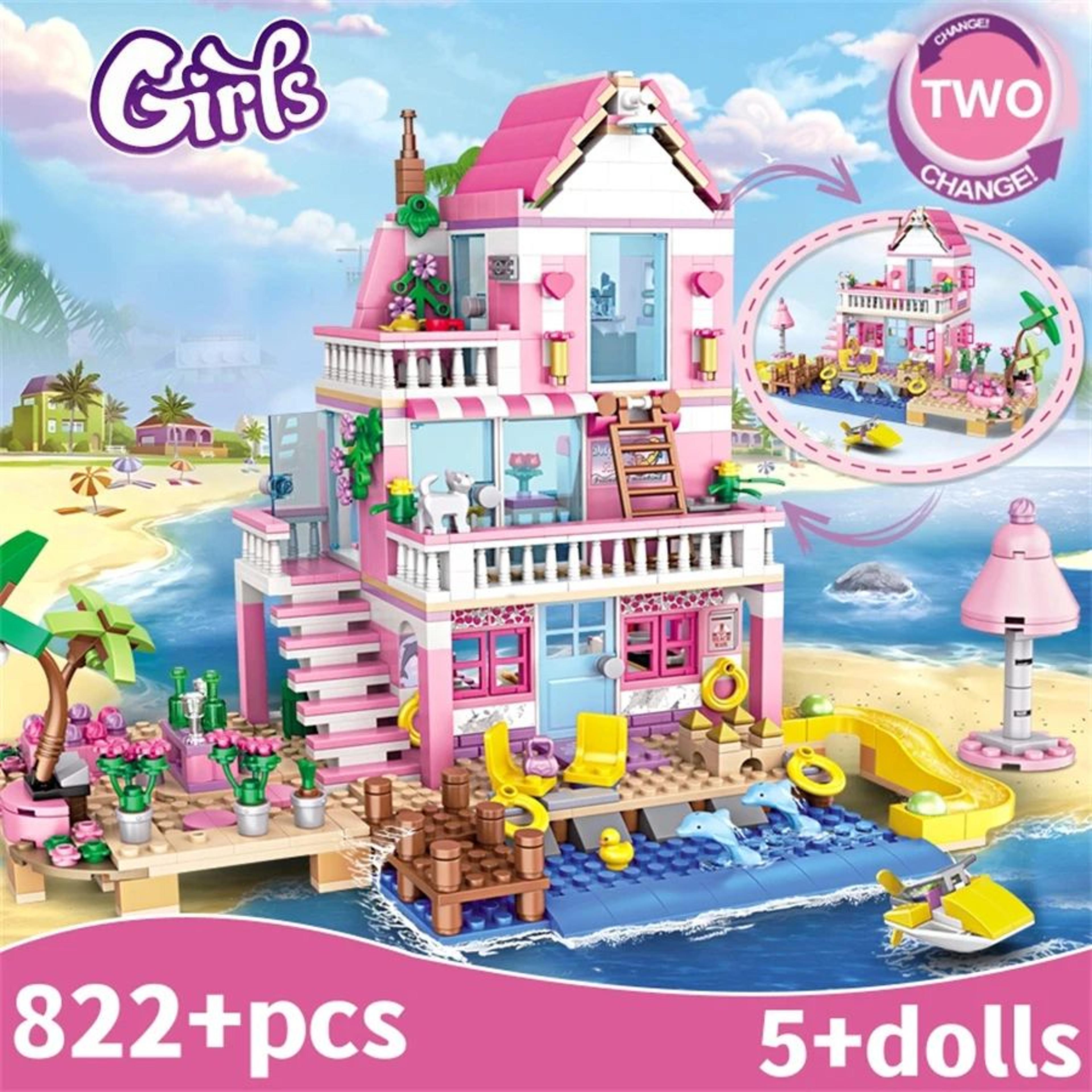 summer holiday seaside villa building blocks street view playset