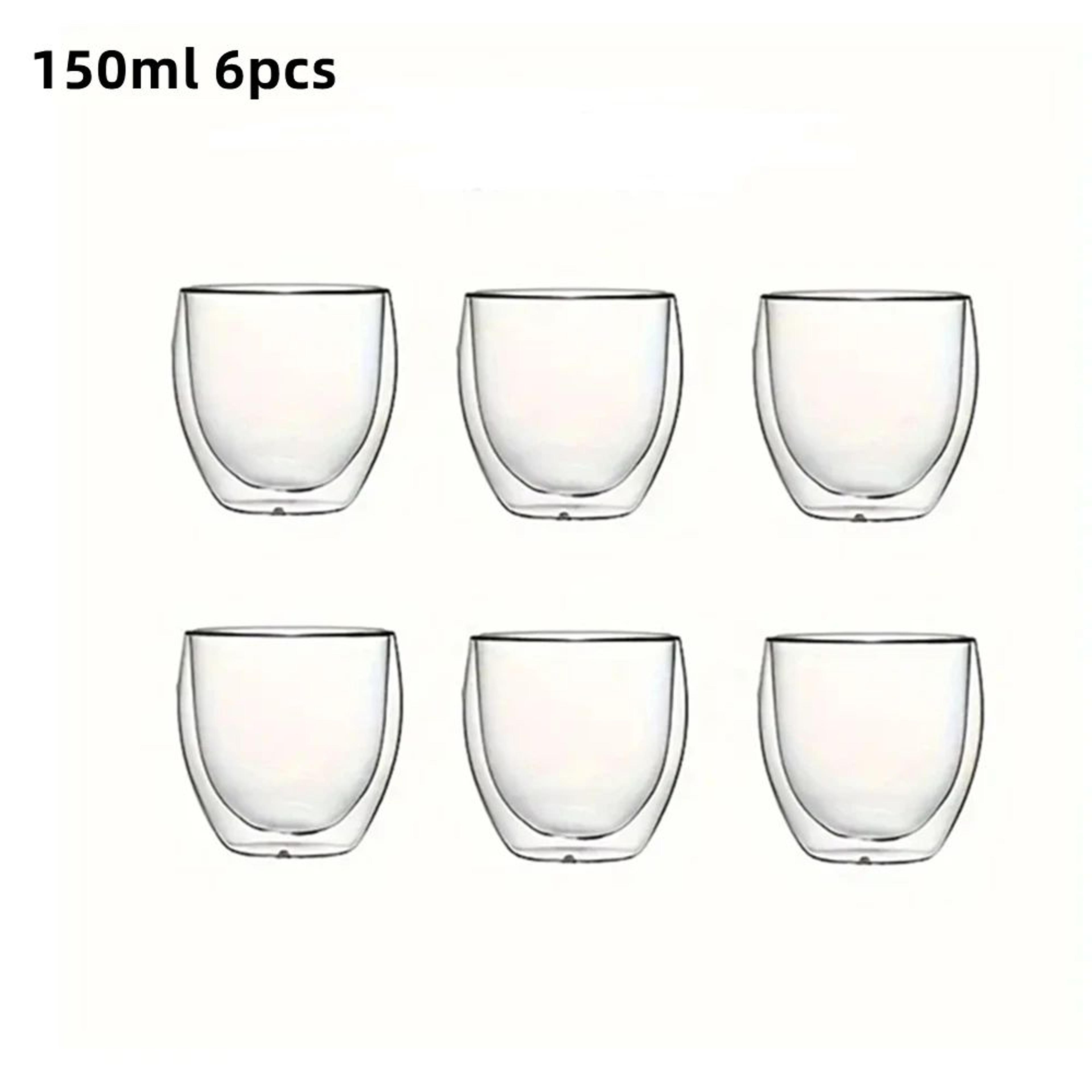 Double Wall Insulated Glass Espresso Cups Set  Thermal Coffee  Latte Mugs 6Piece 7