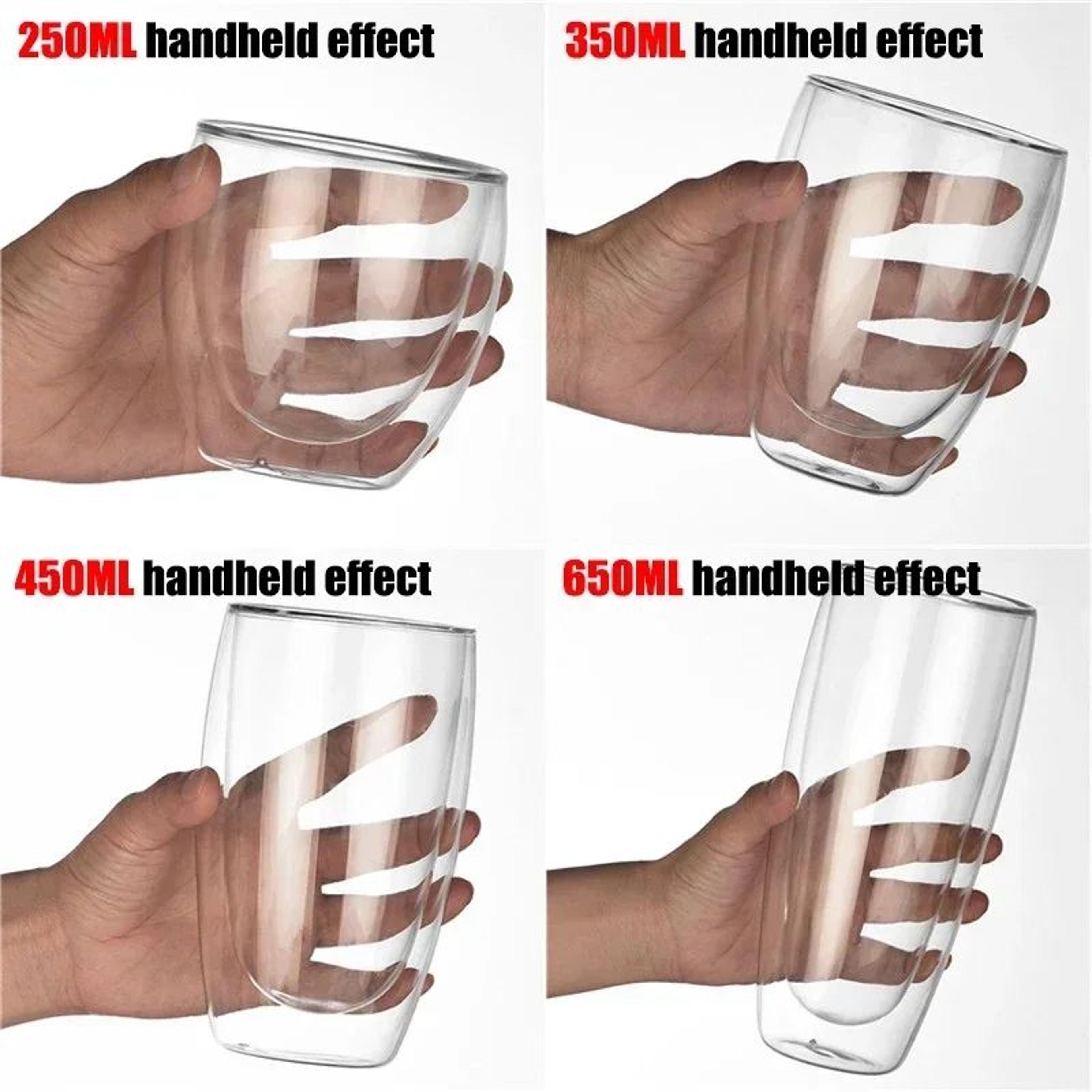 Double Wall HeatResistant Glass Coffee  Tea Mug Set 4