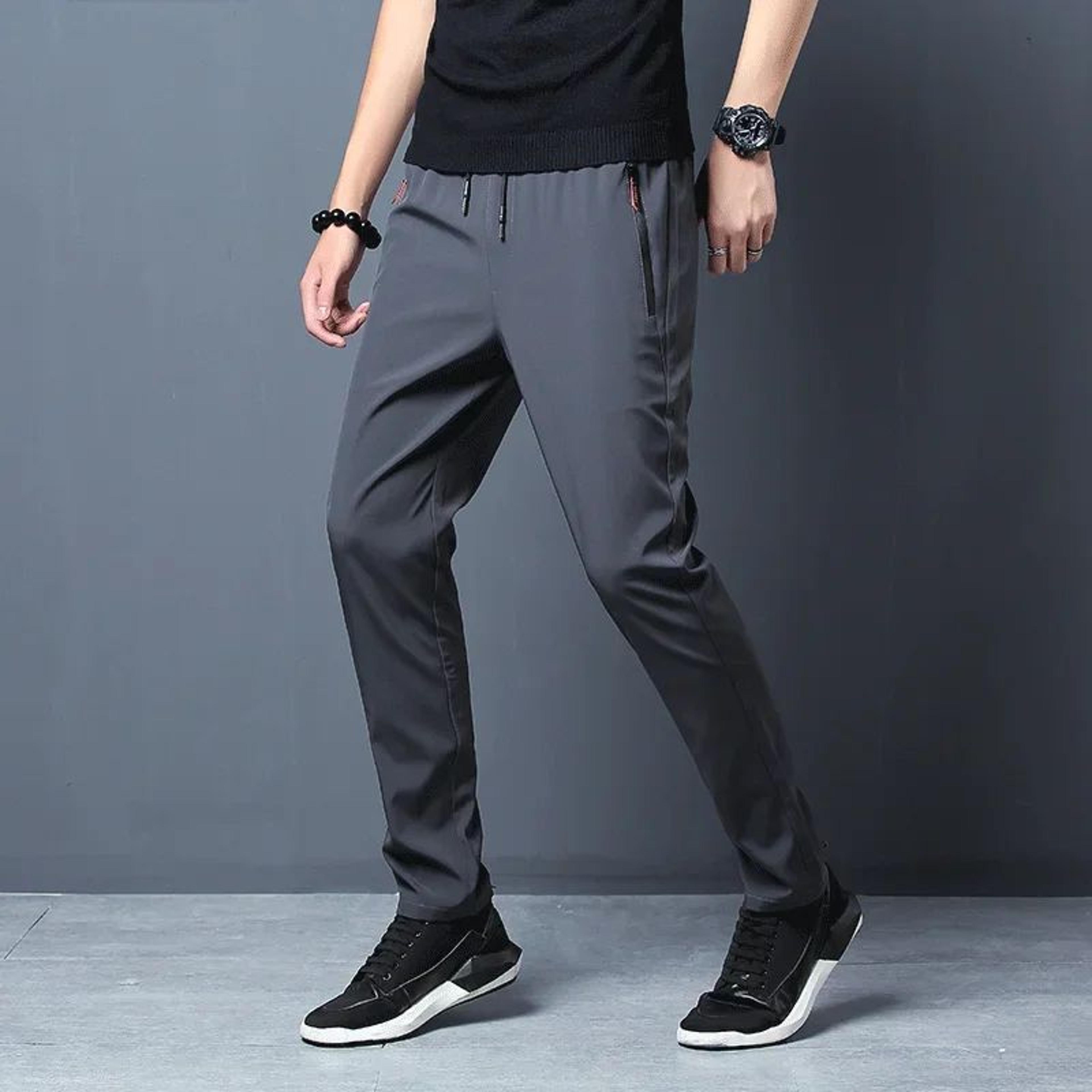UrbanFlex Mens Casual Pants  Slim Fit Elastic Waist Korean Style Joggers 3