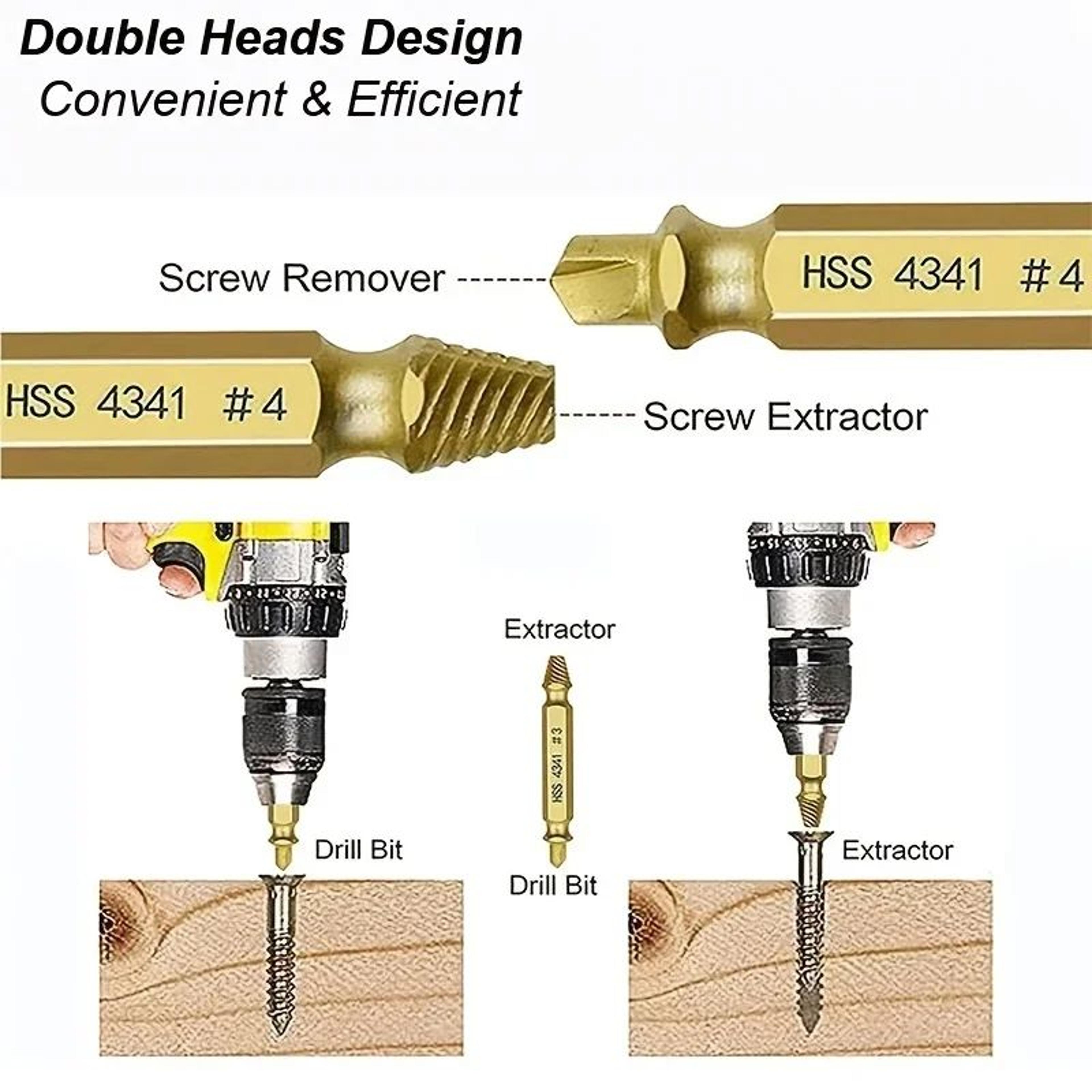 QuickGrip Damaged Screw Extractor Set  HSS Stripped Screw Remover Drill Bit Kit 2