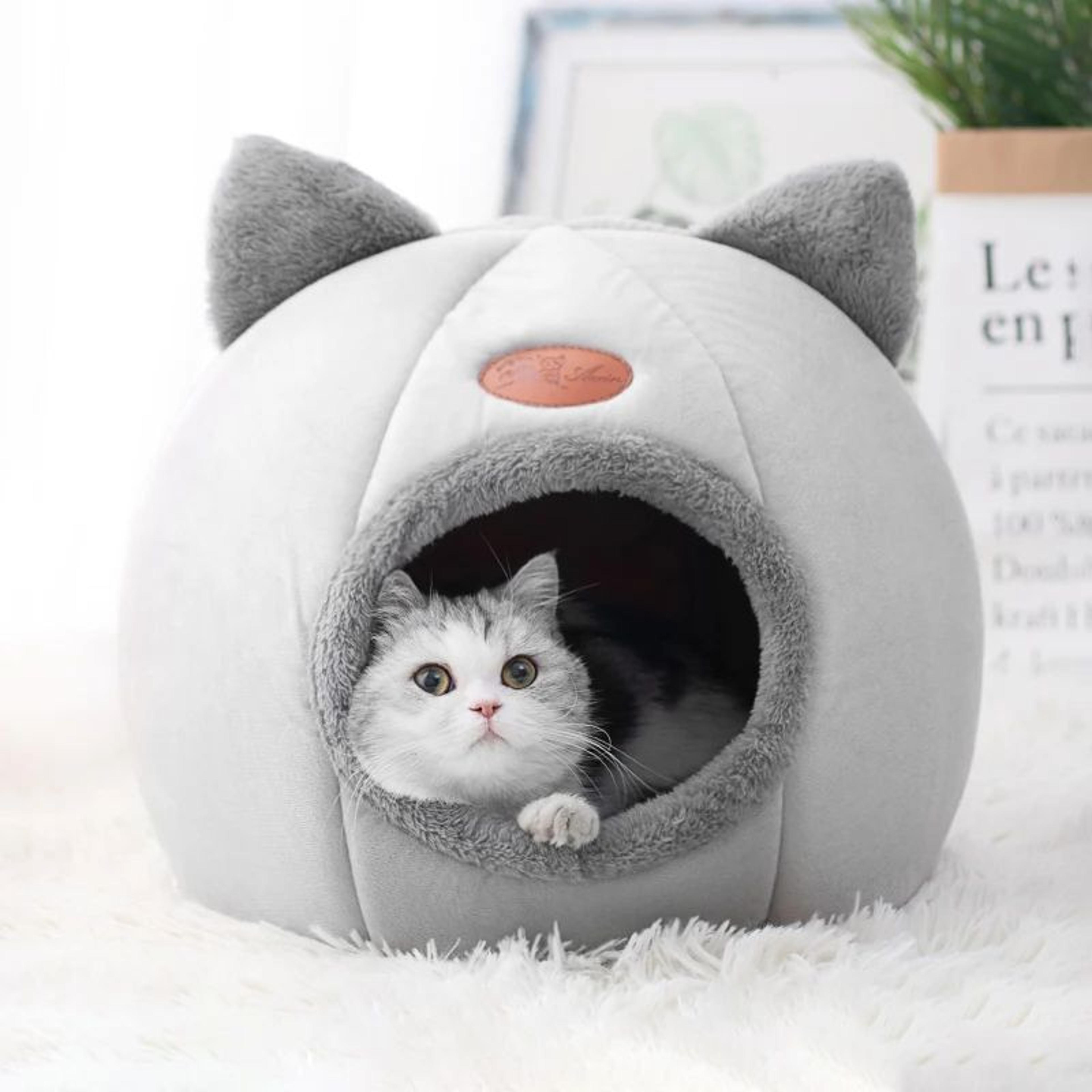 deep sleep cozy cat cave bed for indoor cats & small dogs