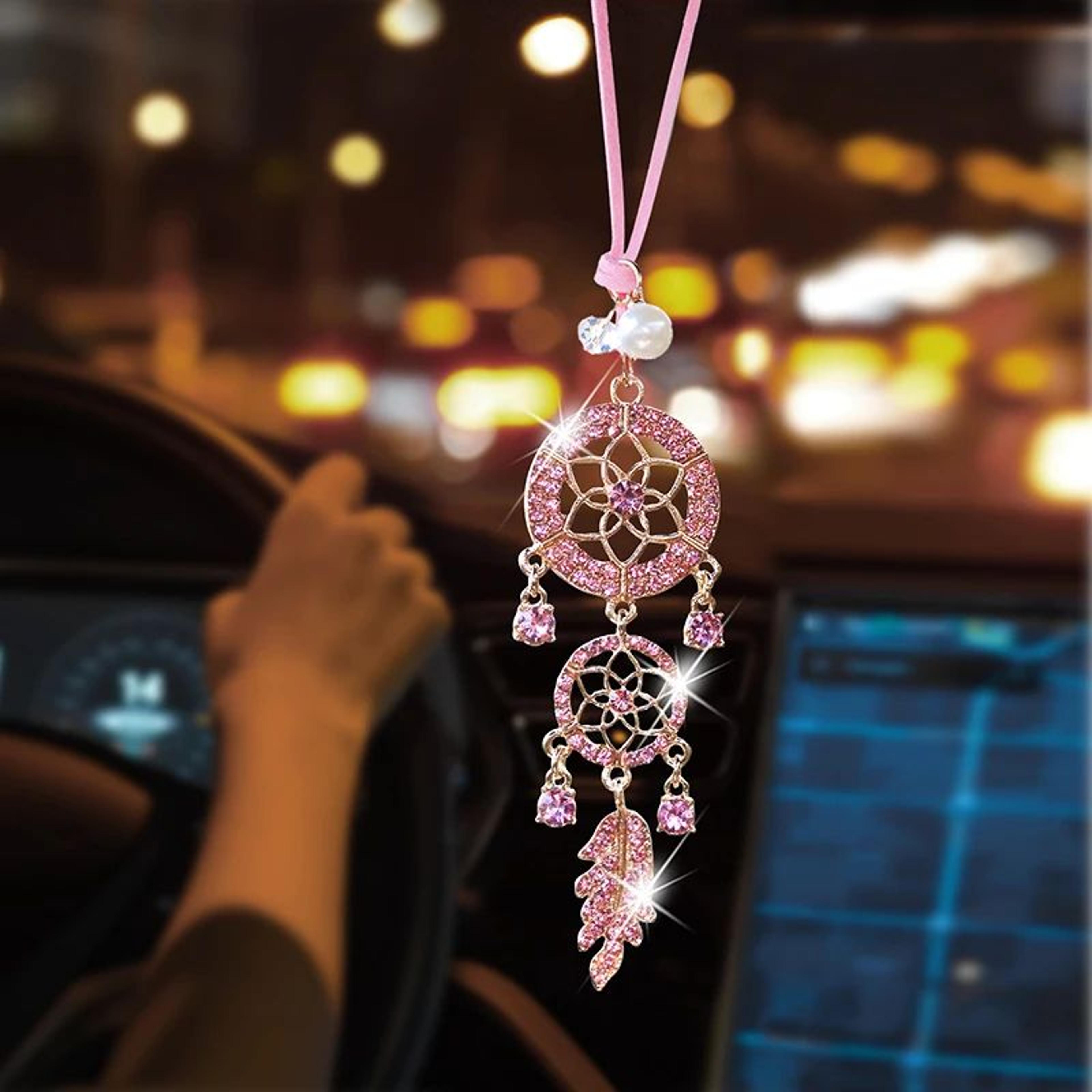 Diamond Flower Dreamcatcher Car Pendant 1