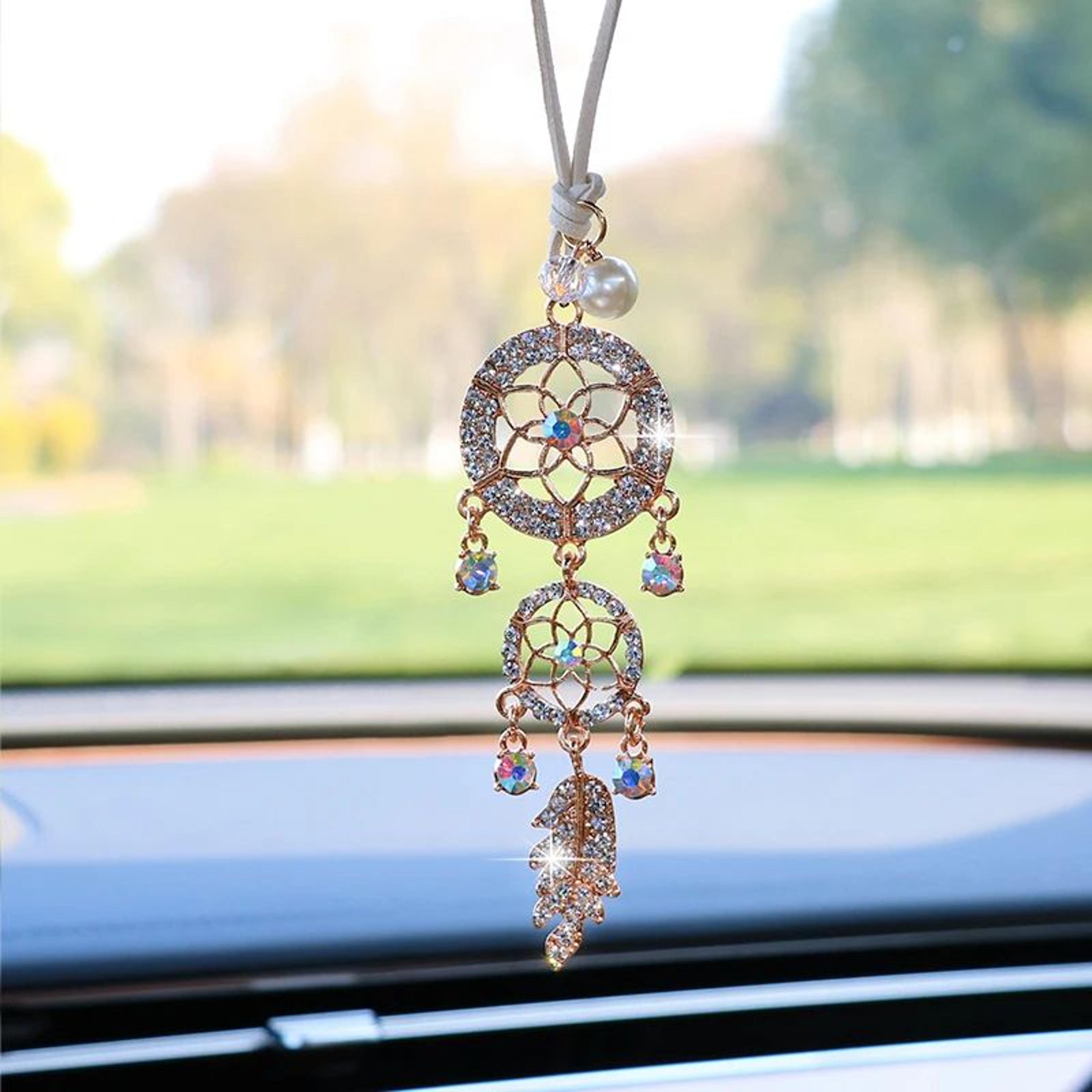 Diamond Flower Dreamcatcher Car Pendant 4