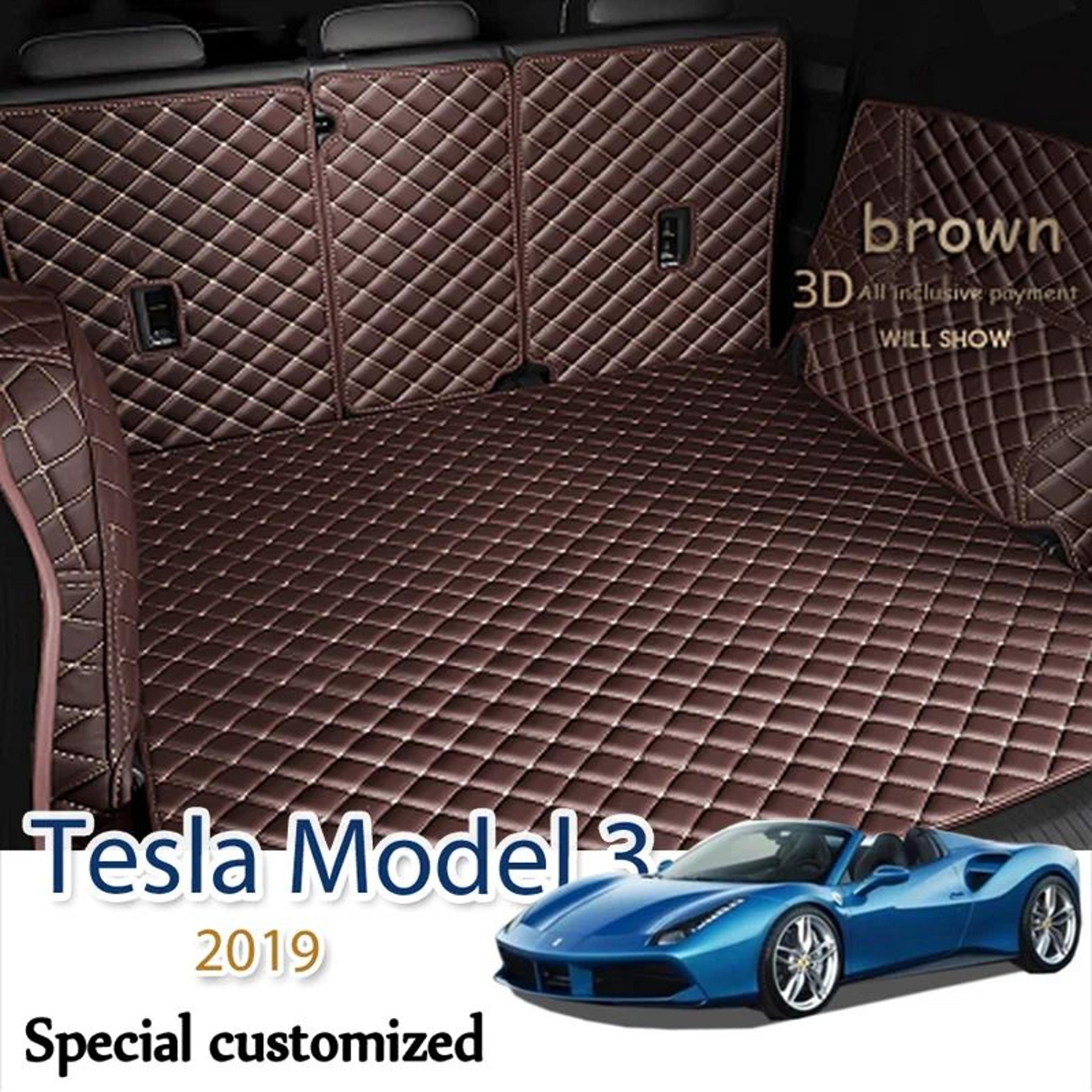 Custom Leather Tesla Model 3 Trunk Mat Cargo Liner 0