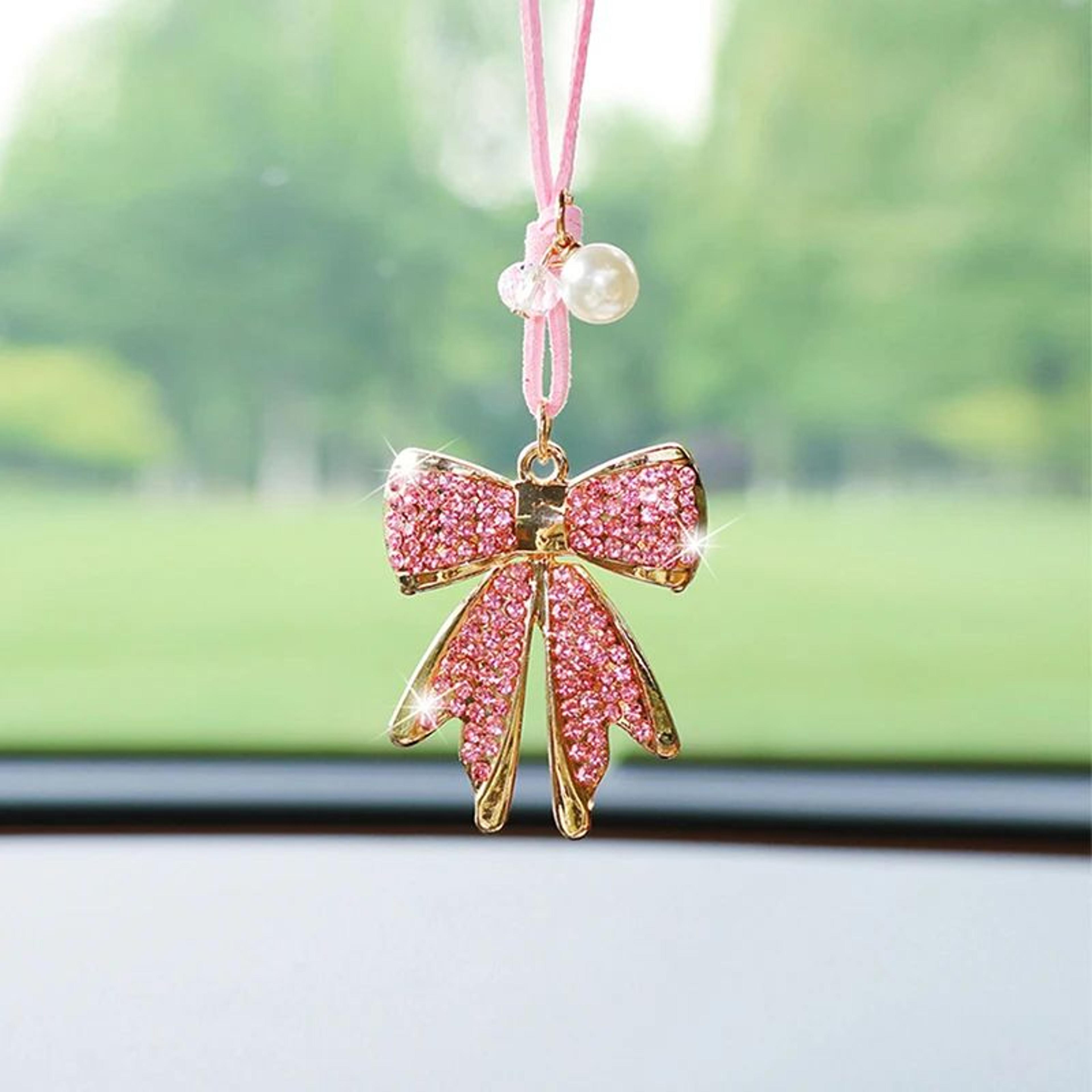 Diamond Bowtie Car Rearview Mirror Pendant 2