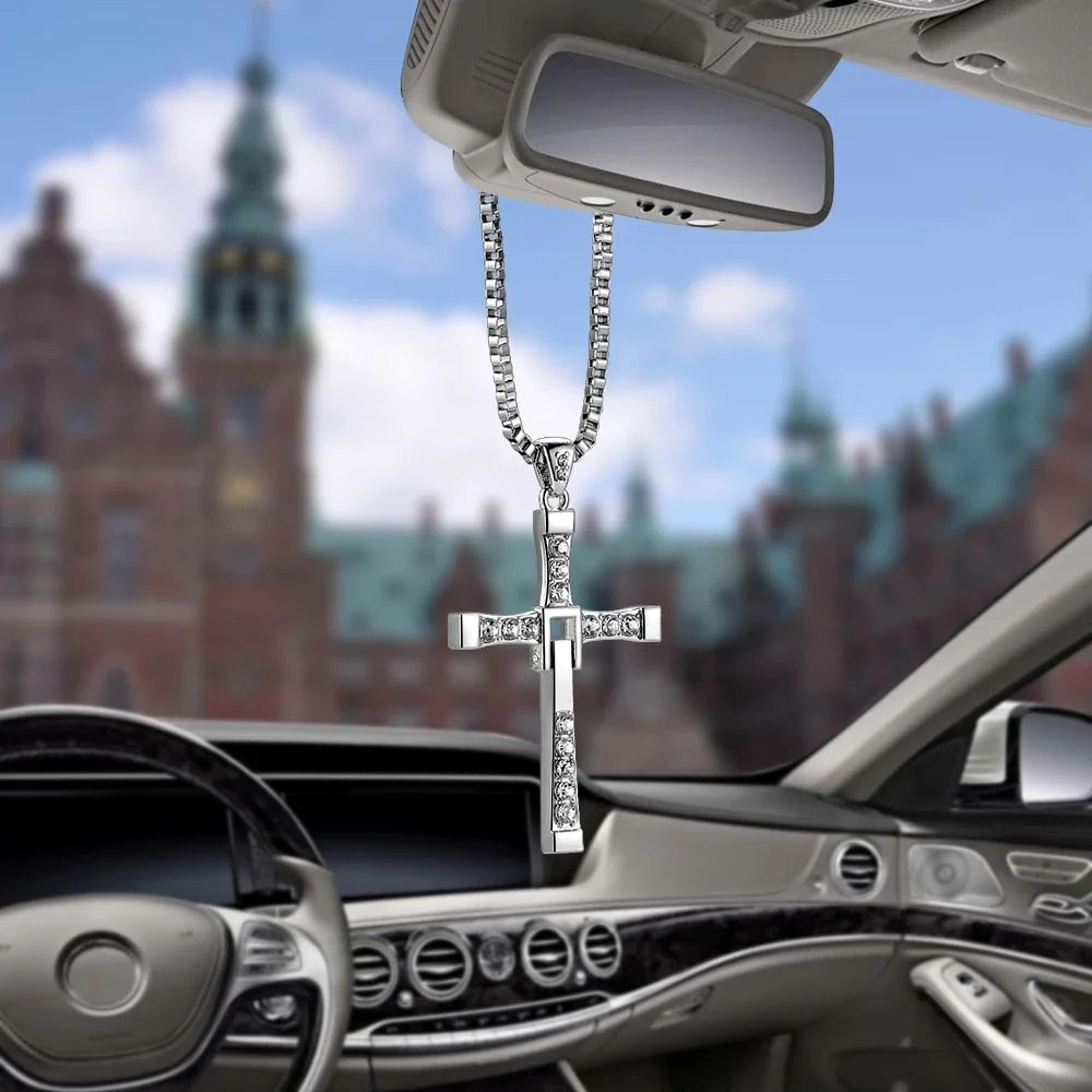 Crystal Rear View Mirror Cross Car Hanging Ornament 1