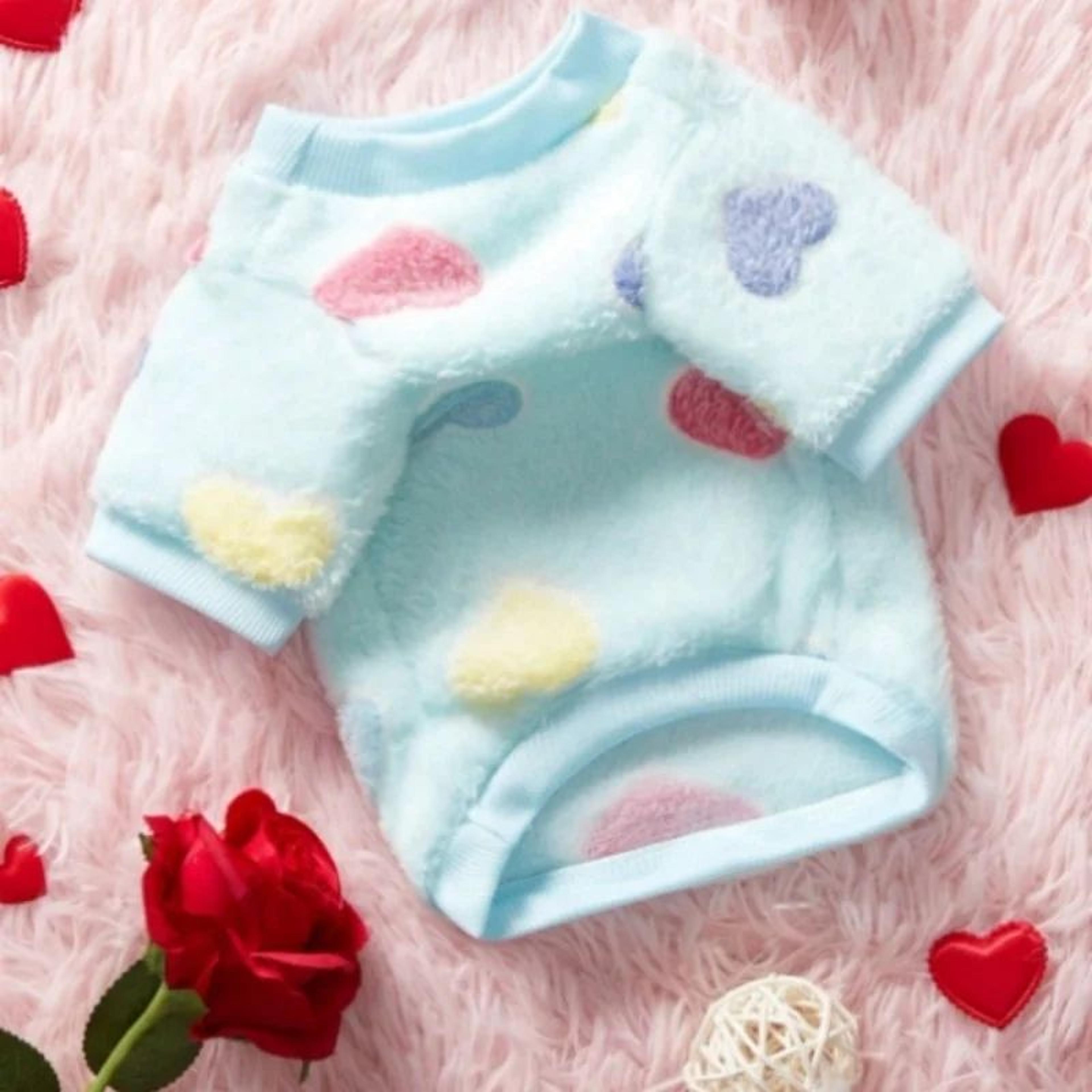 Cozy Heart Print Flannel Dog Vest For Small Dogs 2