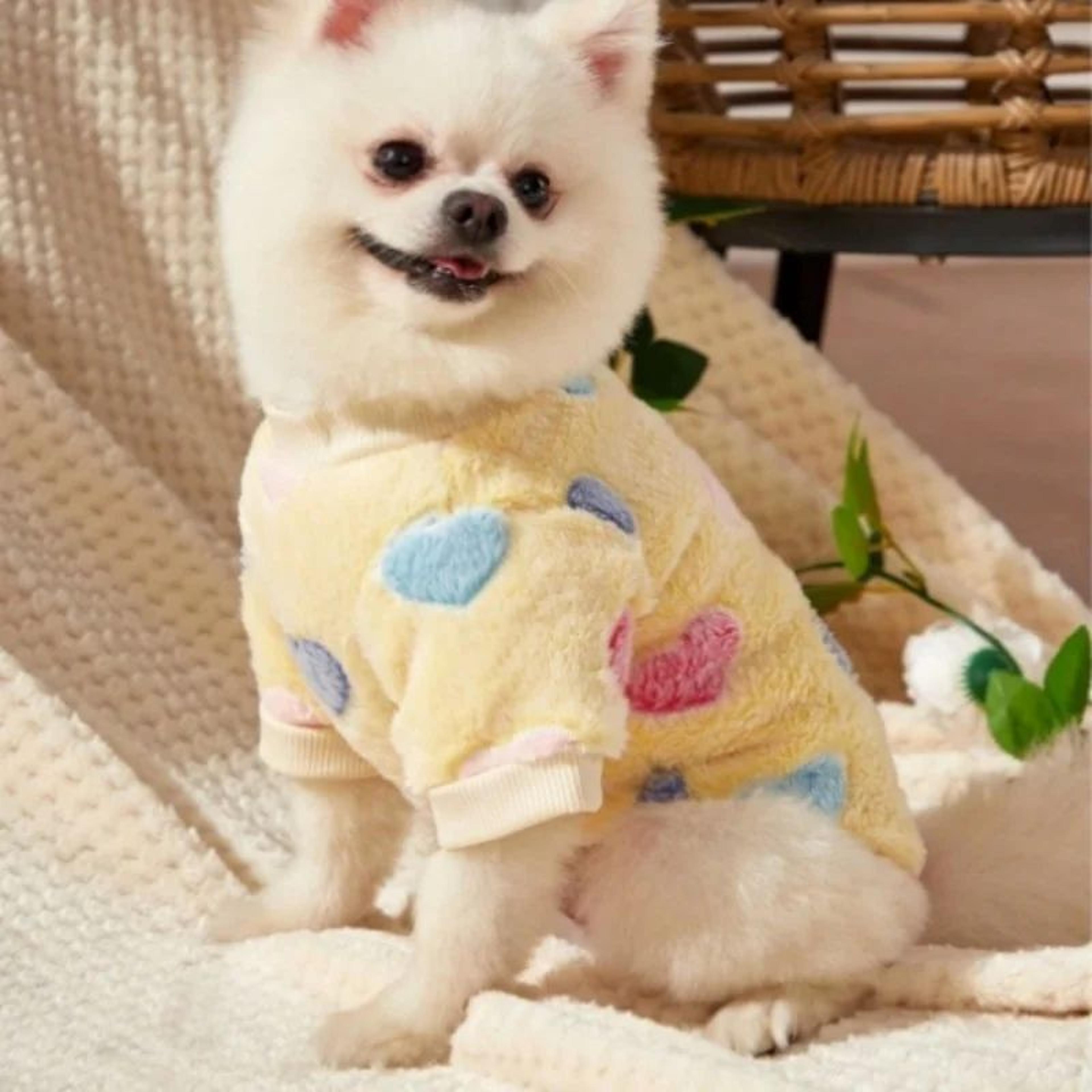Cozy Heart Print Flannel Dog Vest For Small Dogs 9
