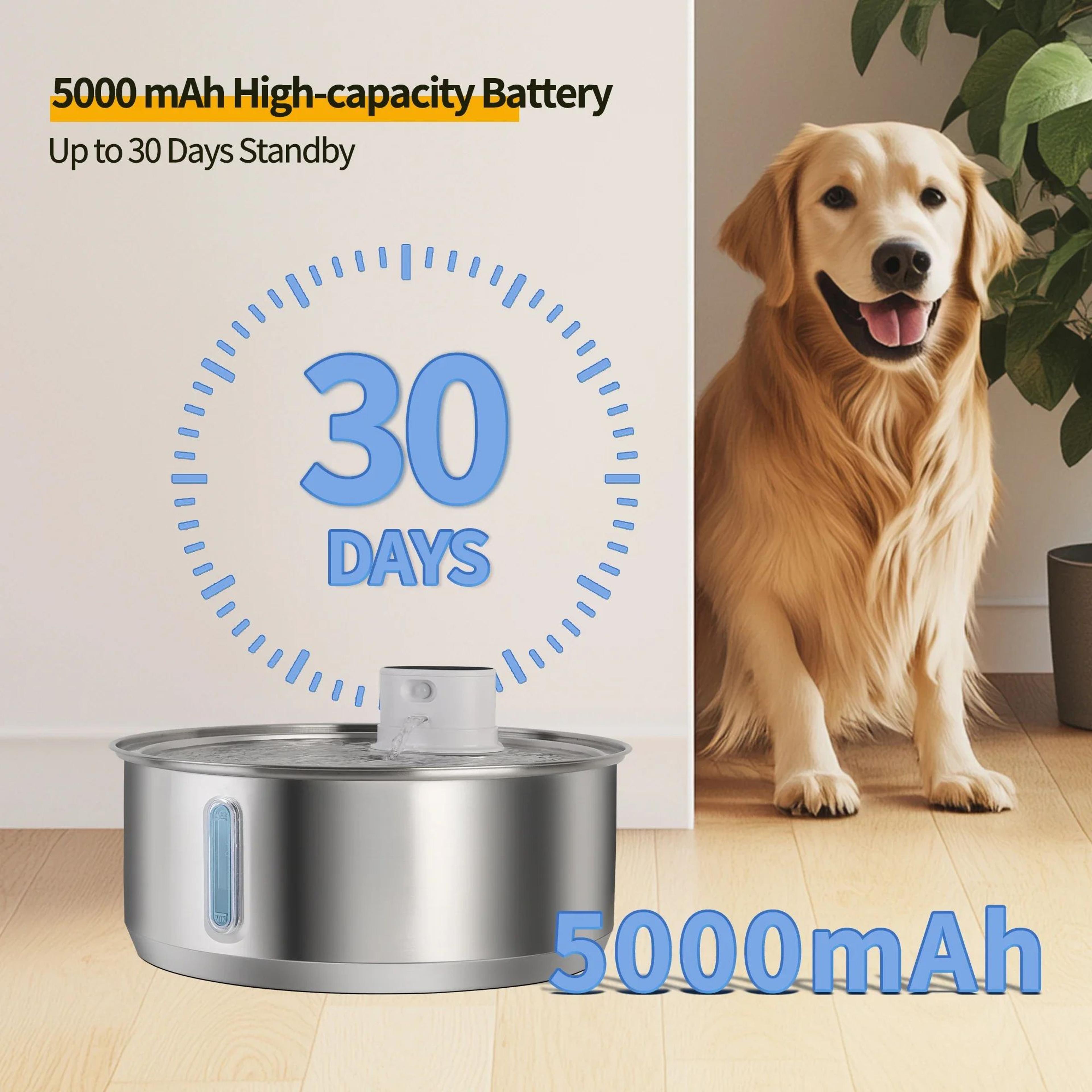 SmartFlow 8L Stainless Steel Dog Water Fountain For MultiPet Homes 3