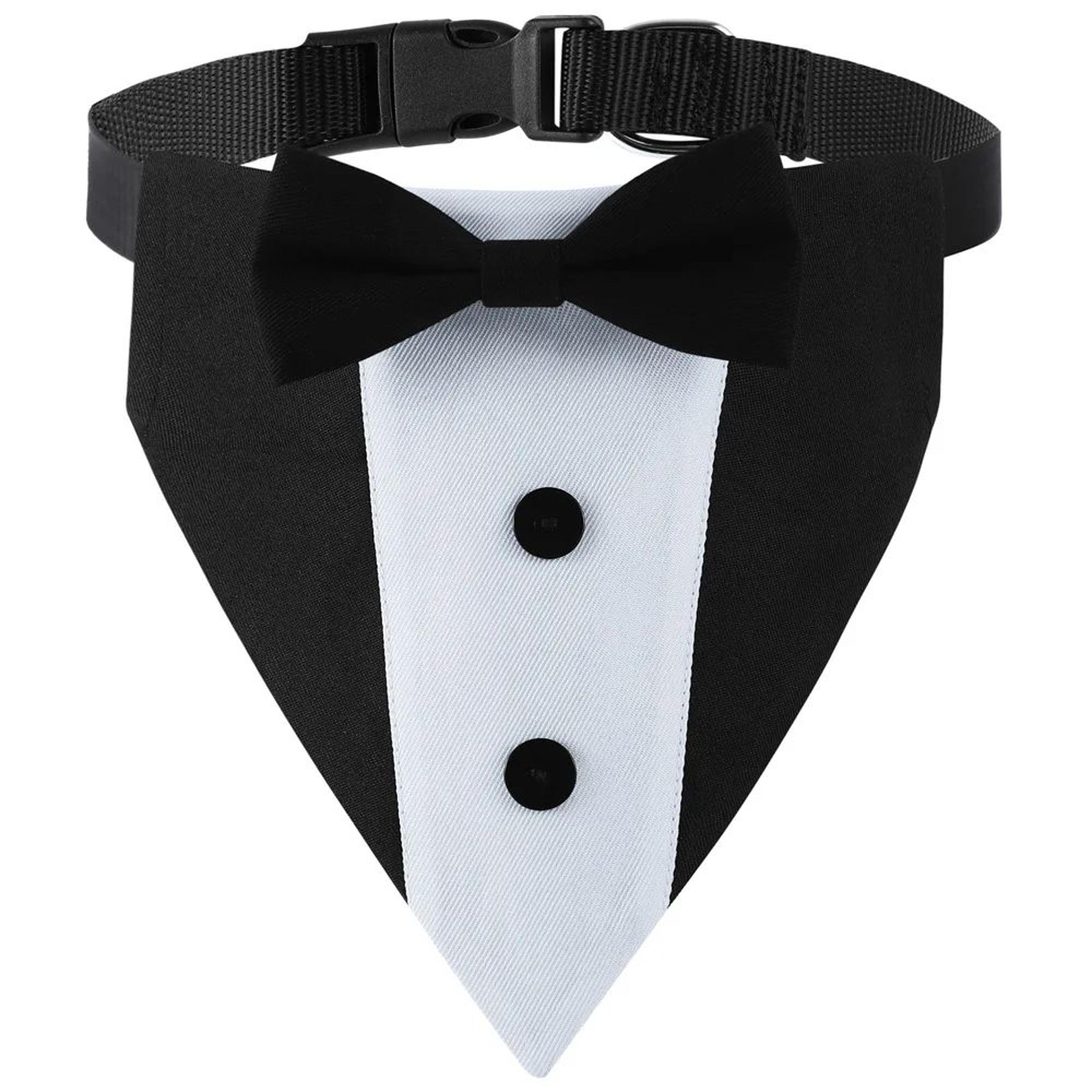 Adjustable Dog Wedding Collar With Bow Tie Tuxedo Bandana 6