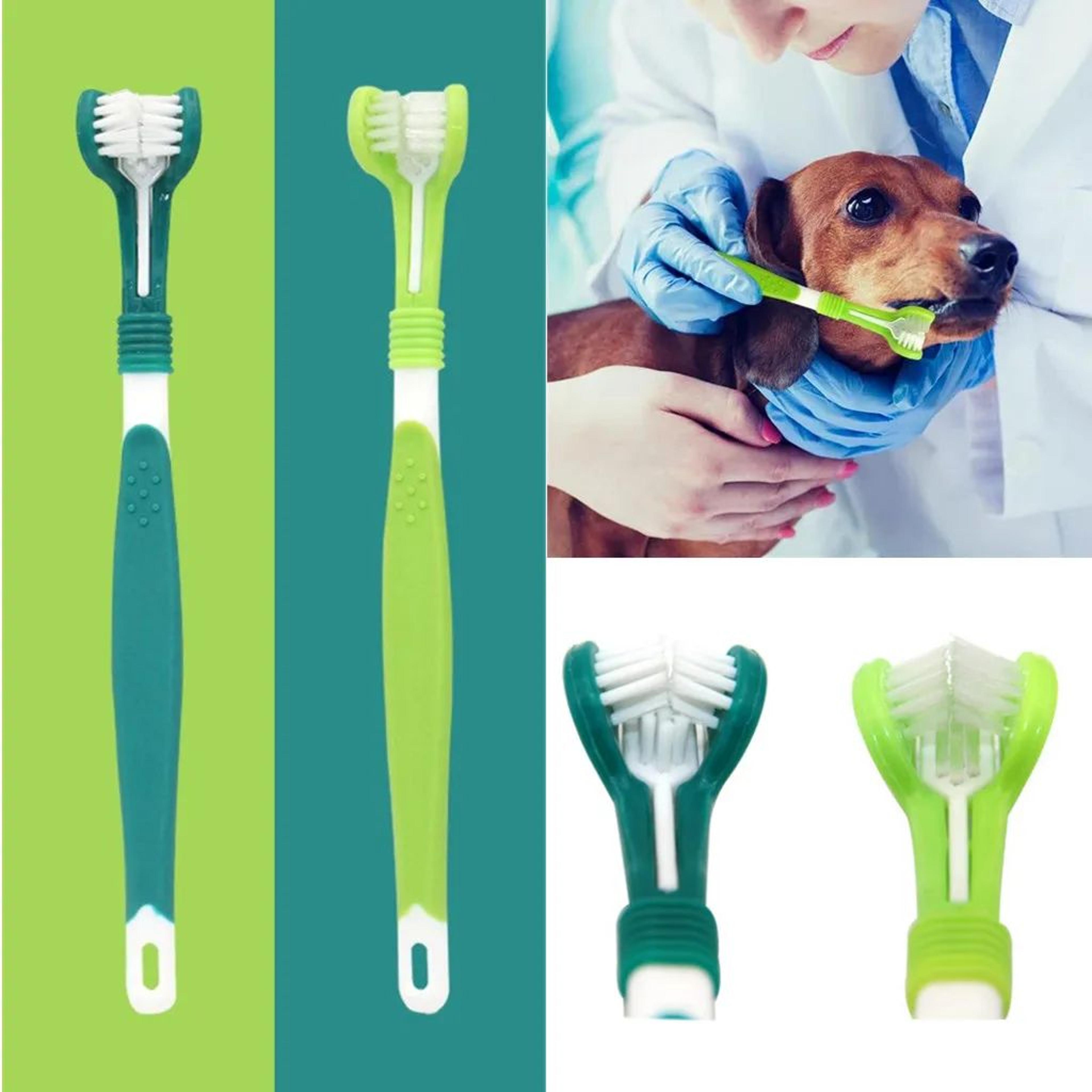 freshsmile 360 pet toothbrush for dogs & cats – triple-head pet toothbrush for easy tartar & bad breath care
